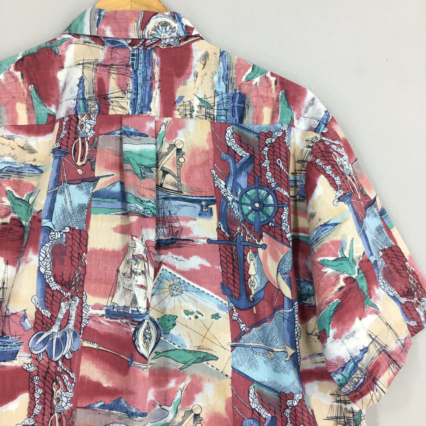 Kalani Big Whale Sailing Beach Hawaiian Shirt XLarge