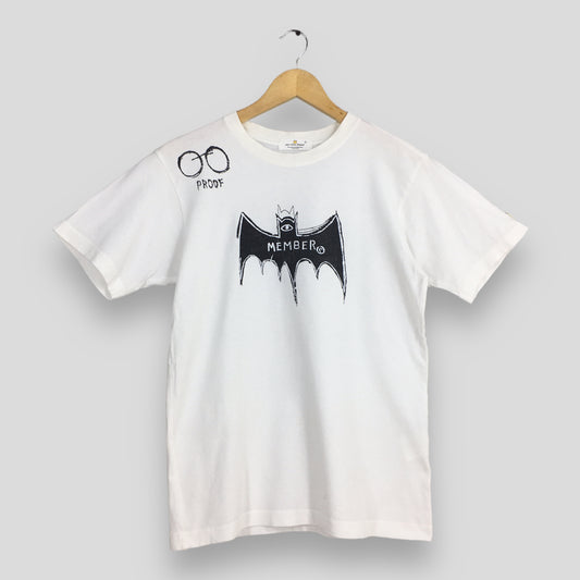 MB Jean-Michel Basquiat Proof Member Bat Pop Art White T shirt Small