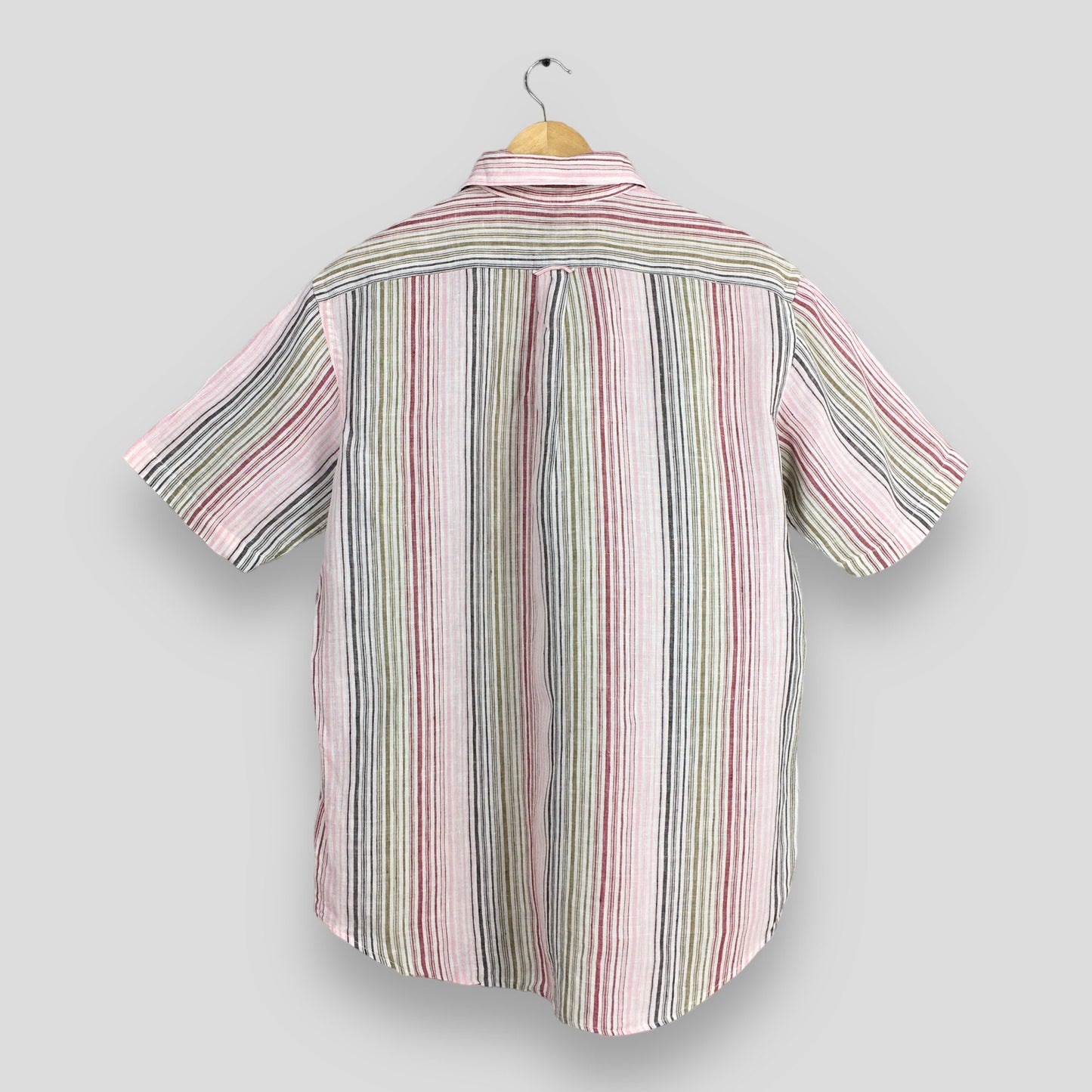 Kent Vertical Striped Flannel Linen Shirt Large