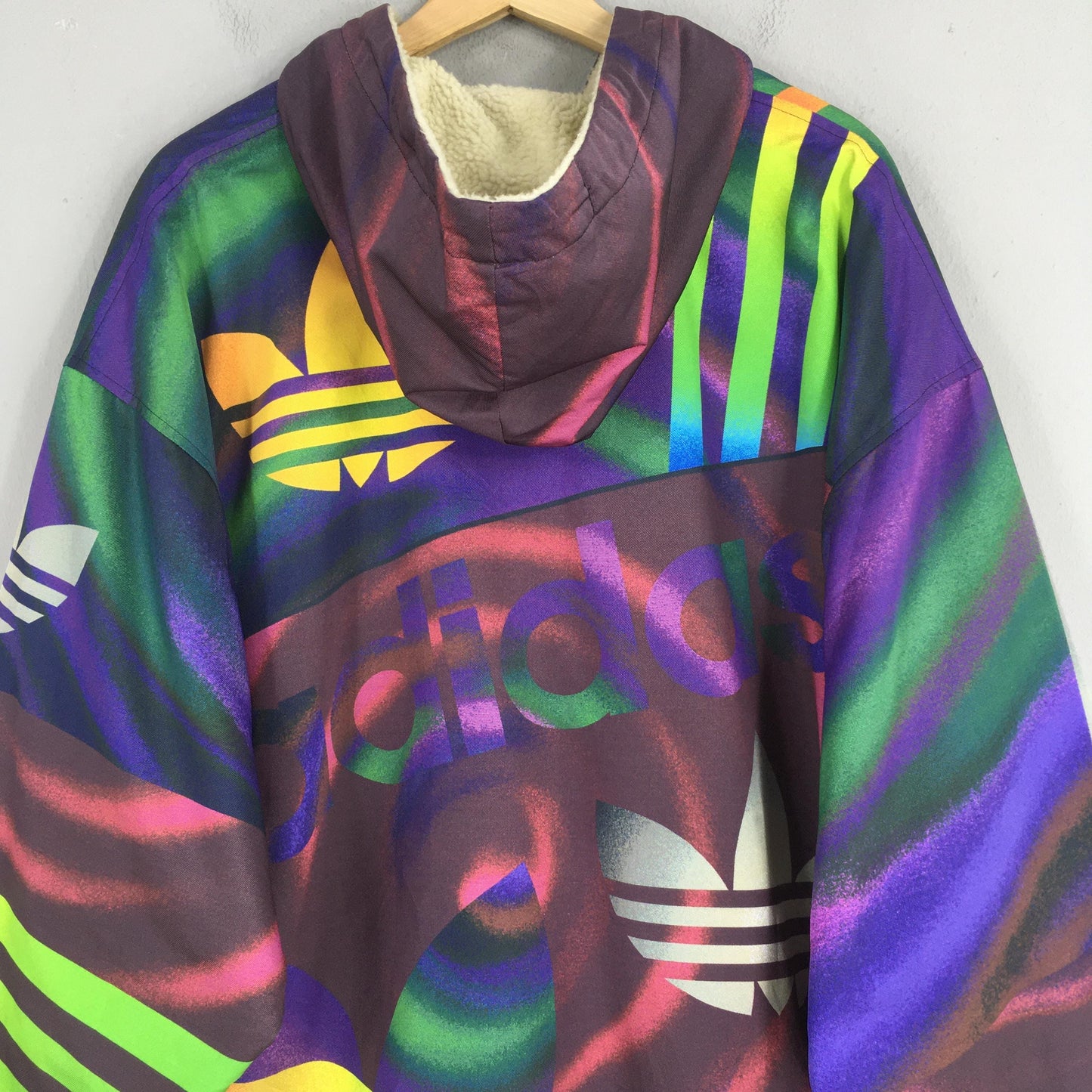 90s Adidas Trefoil Logo Multicolor Hoodie Jacket XLarge
