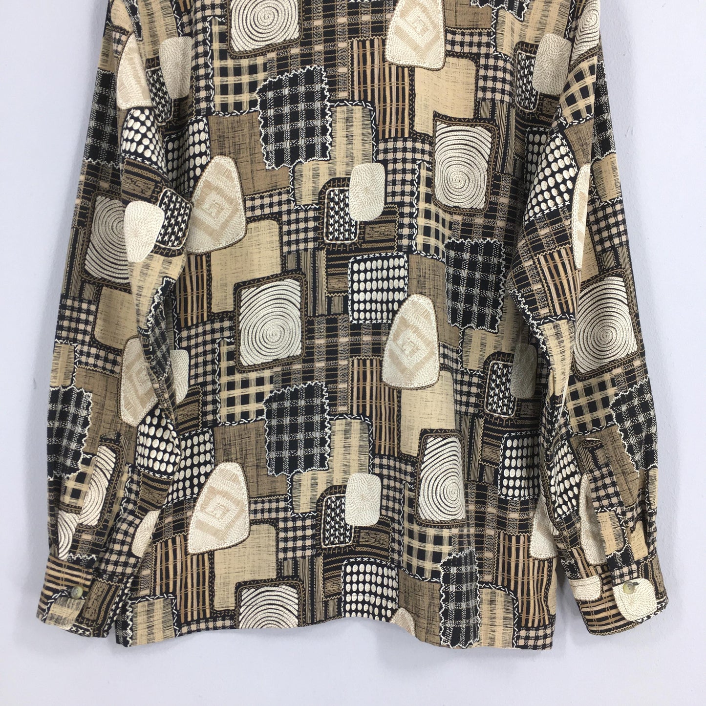 Abstract Novelty Baroque Psychedelic Pattern Polyester Shirt Medium