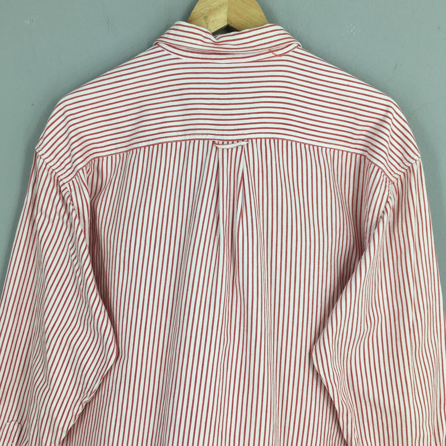 Vertical Stripes Red Flannel Shirt Large