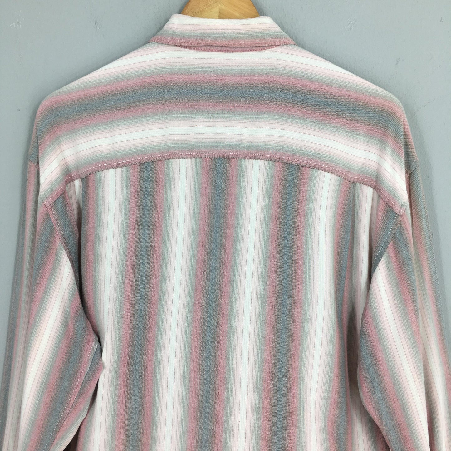 Multicolor Stripes Plaid Shadow Flannel Shirt Large