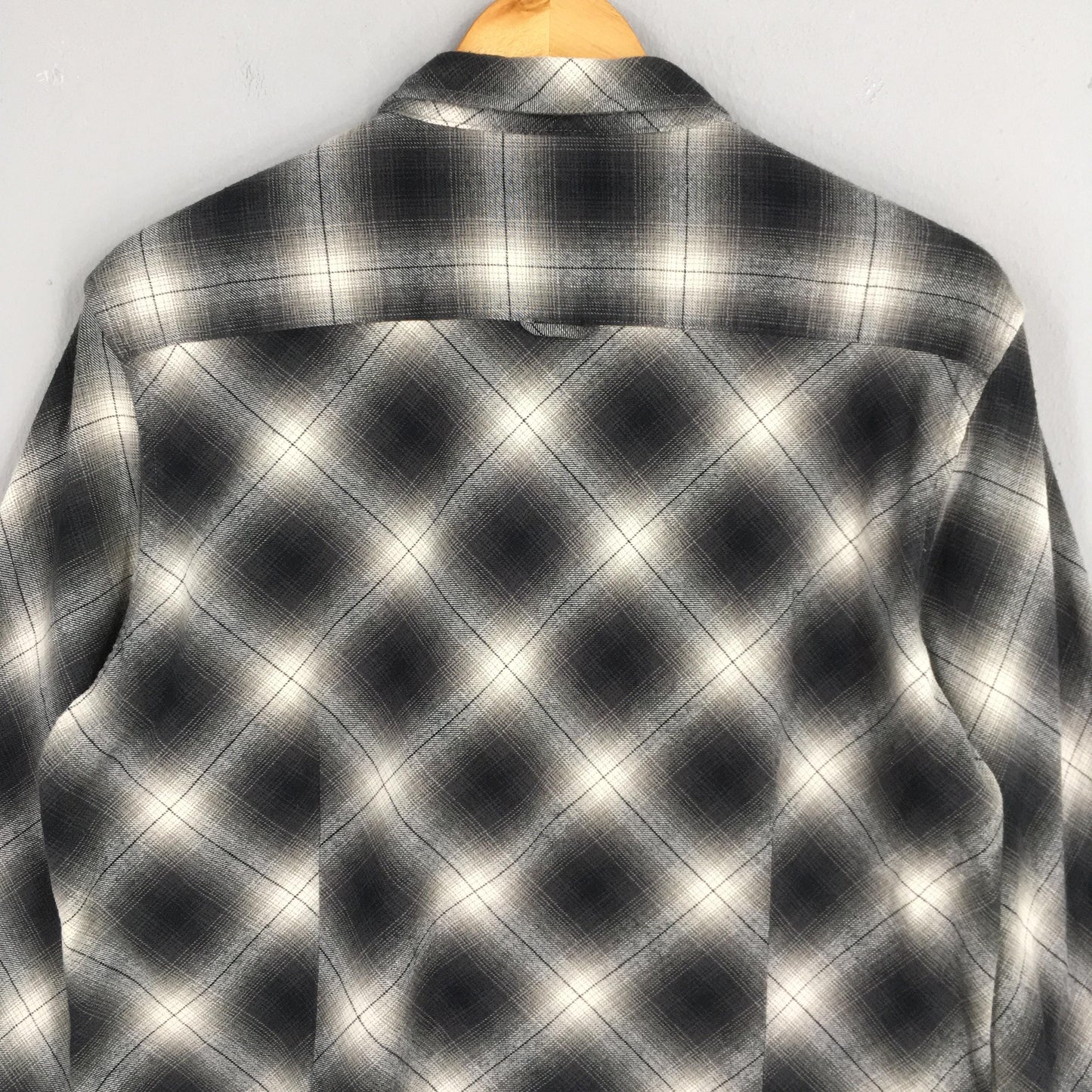 Semantic Design Plaid Shadow Tartan Checkered Flannel Shirt Large