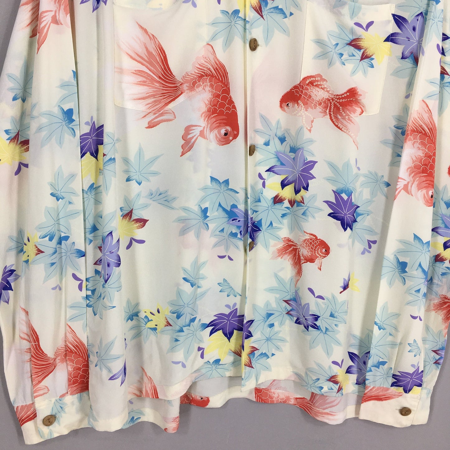 Hawaiian Japanese Sun Surf Toyo Gold Fish Rayon Shirt XLarge