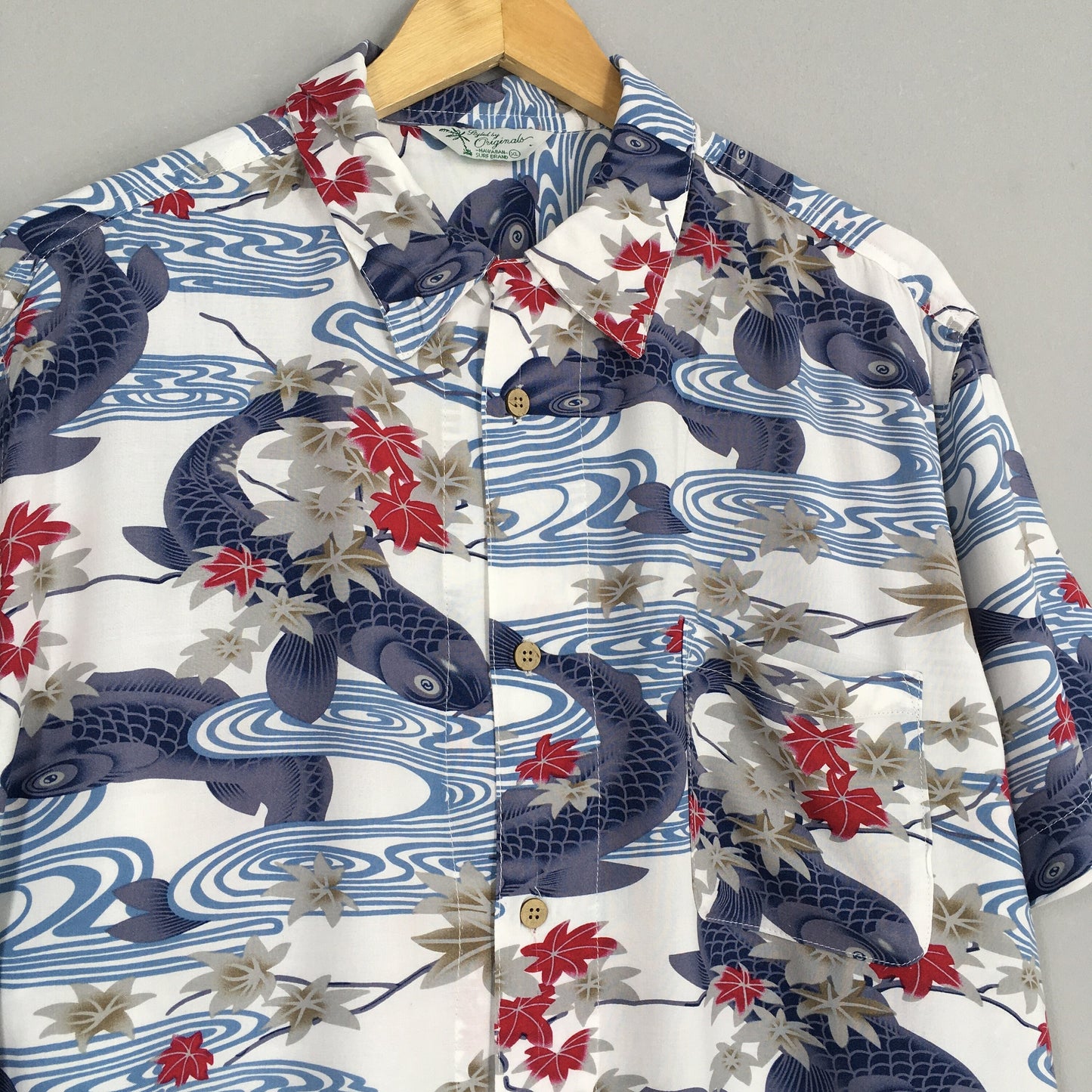 Hawaiian Japanese Gold Fish Rayon Shirt XLarge