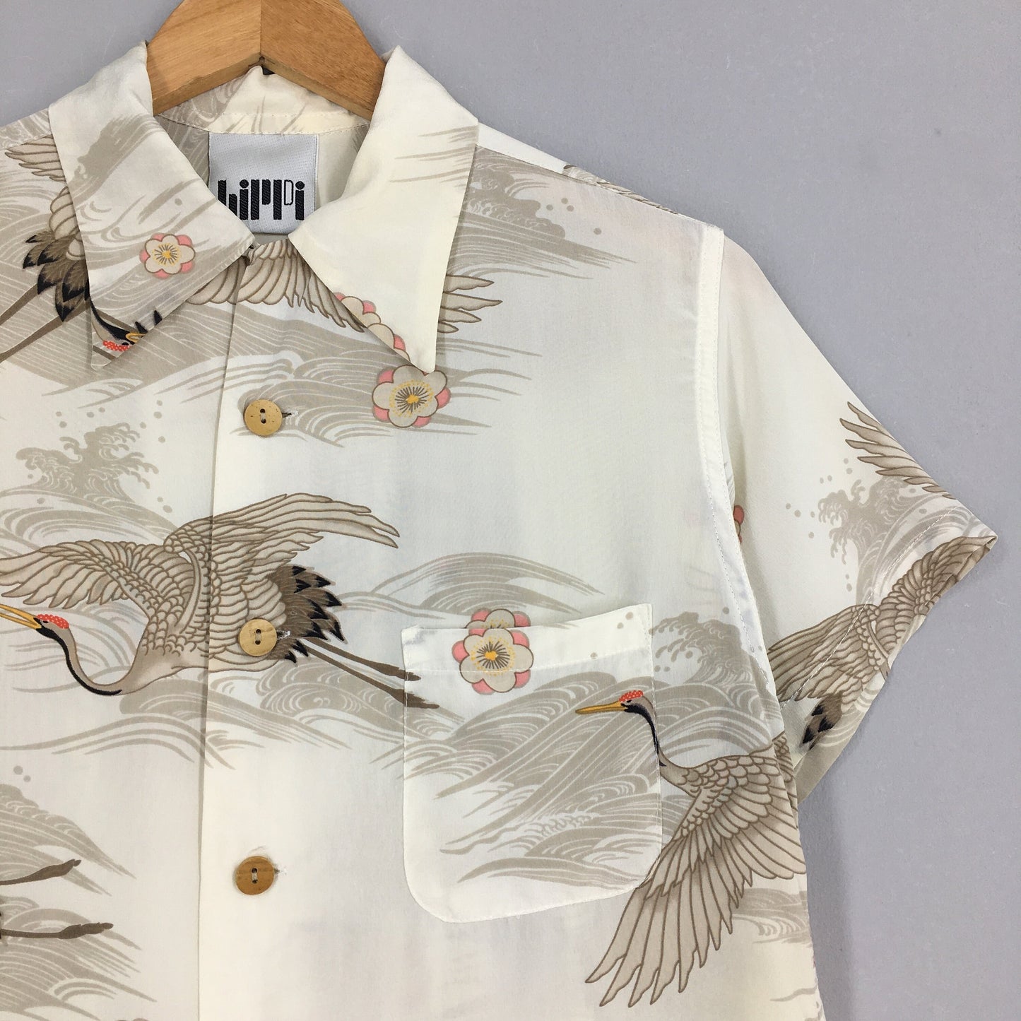 Hawaiian Japanese Phoenix Bird Rayon Shirt Small