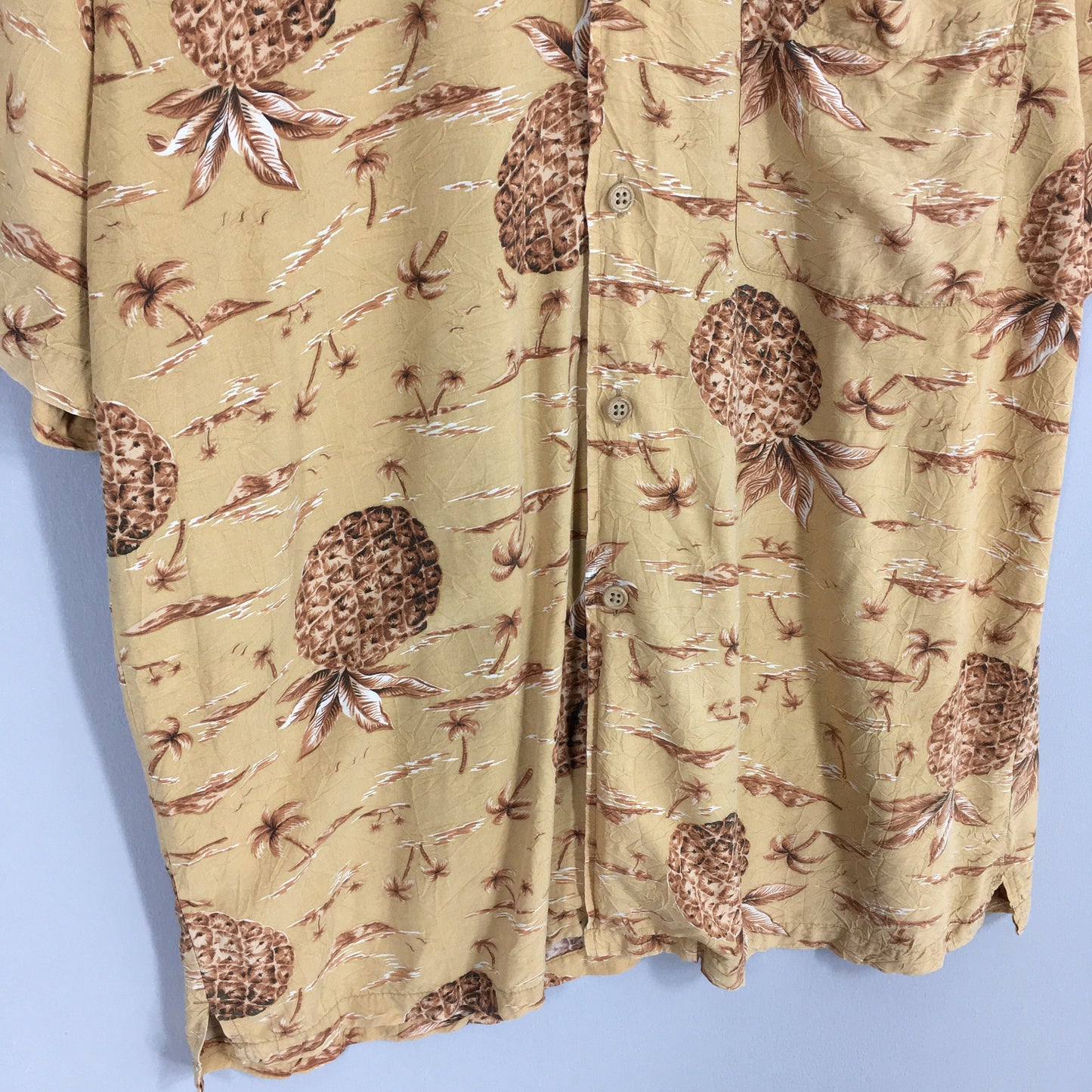 Hawaiian Pineapples Aloha Tropical Rayon Shirt Large