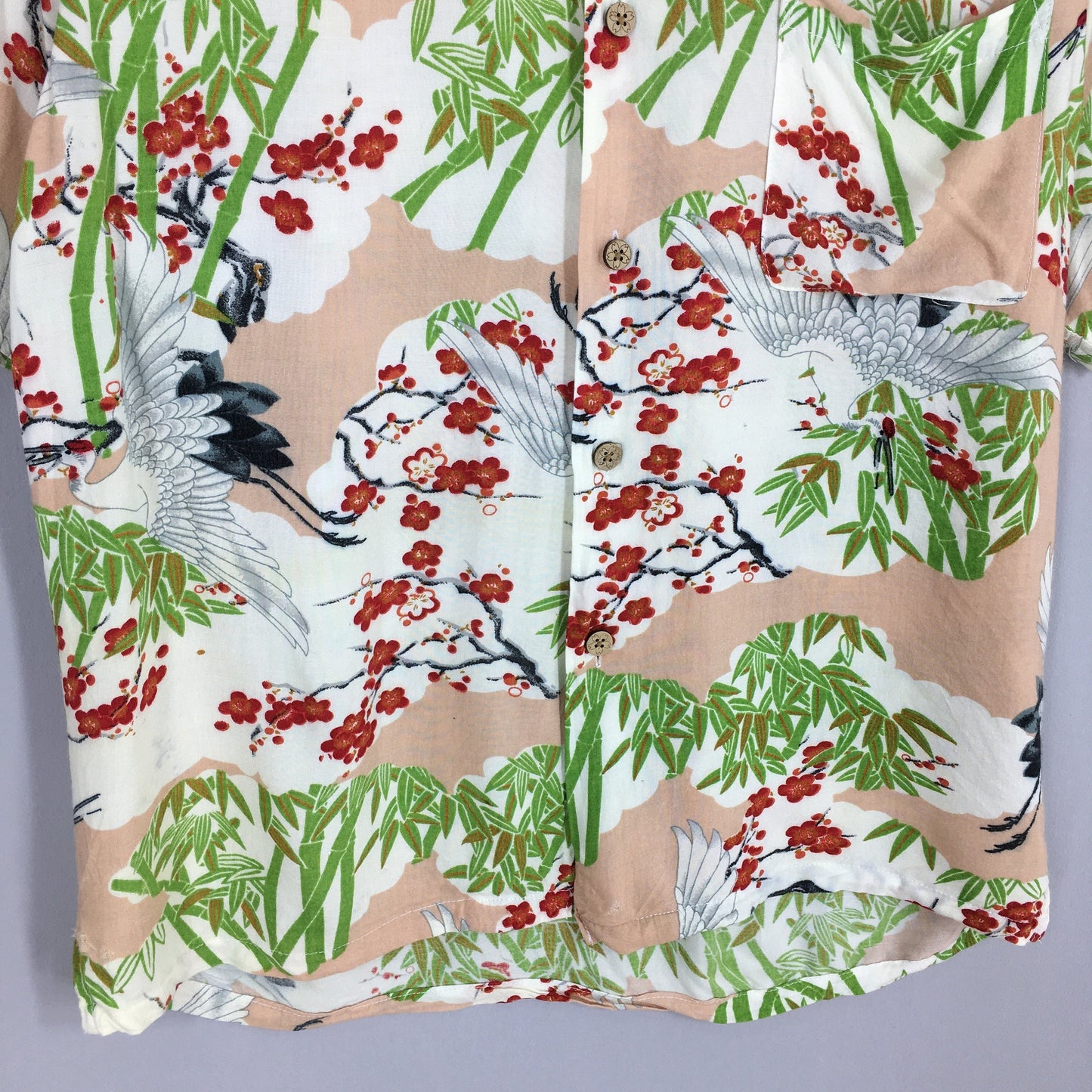 Hawaiian Honolulu Phoenix Bird Rayon Shirt Large