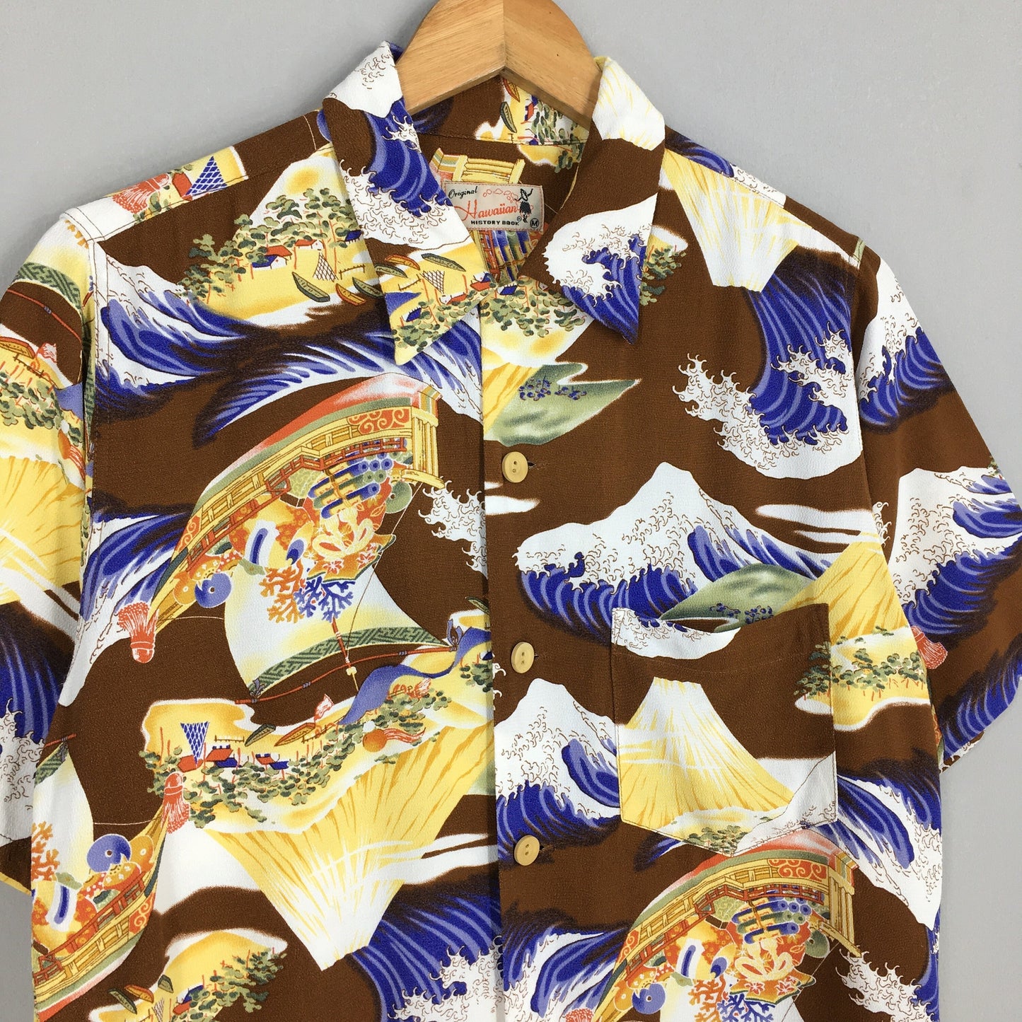 Hawaiian Japanese Fuji Mountain Rayon Shirt Medium