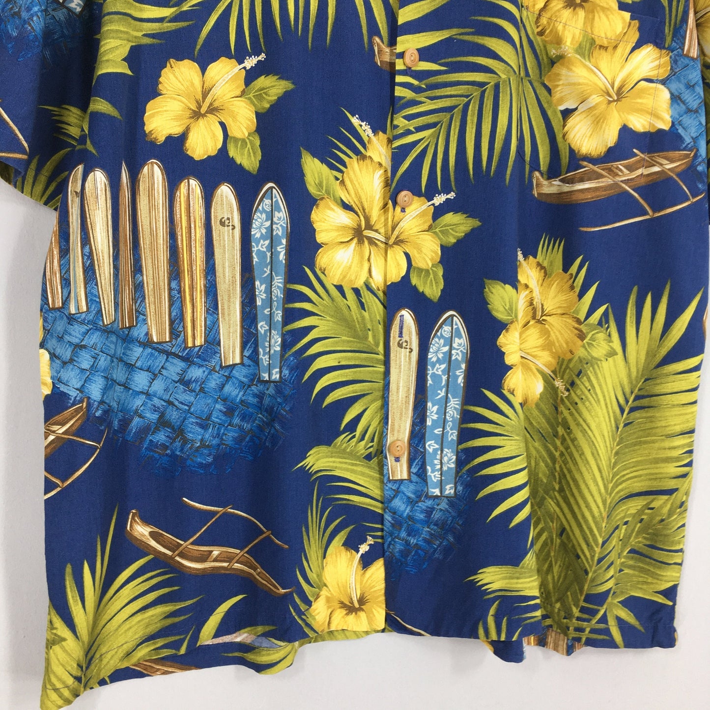 Vintage Diamond Head Floral Leaves Hawaii Aloha Rayon Shirt XLarge