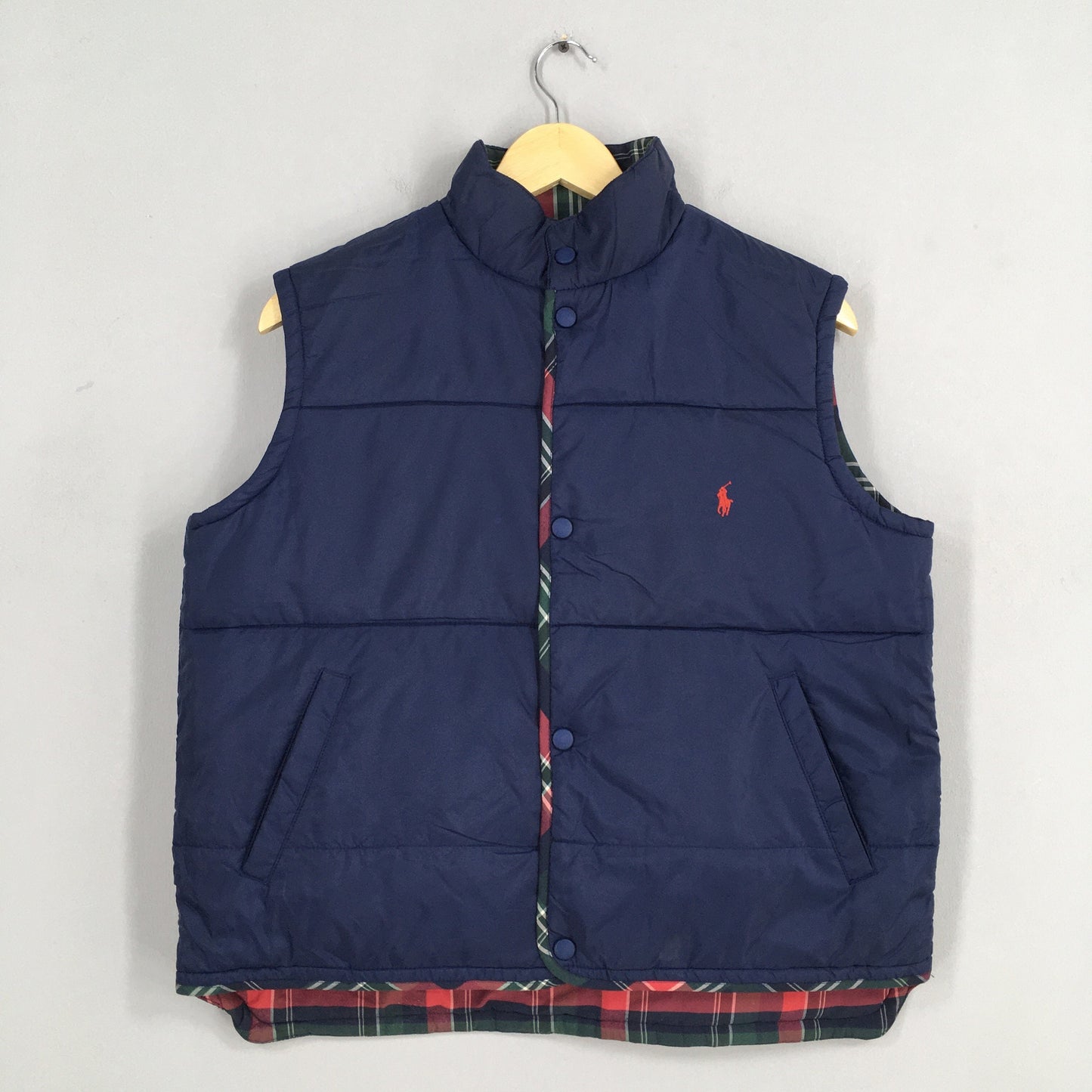 Polo Ralph Lauren Reversible Plaid Vest Jacket Medium