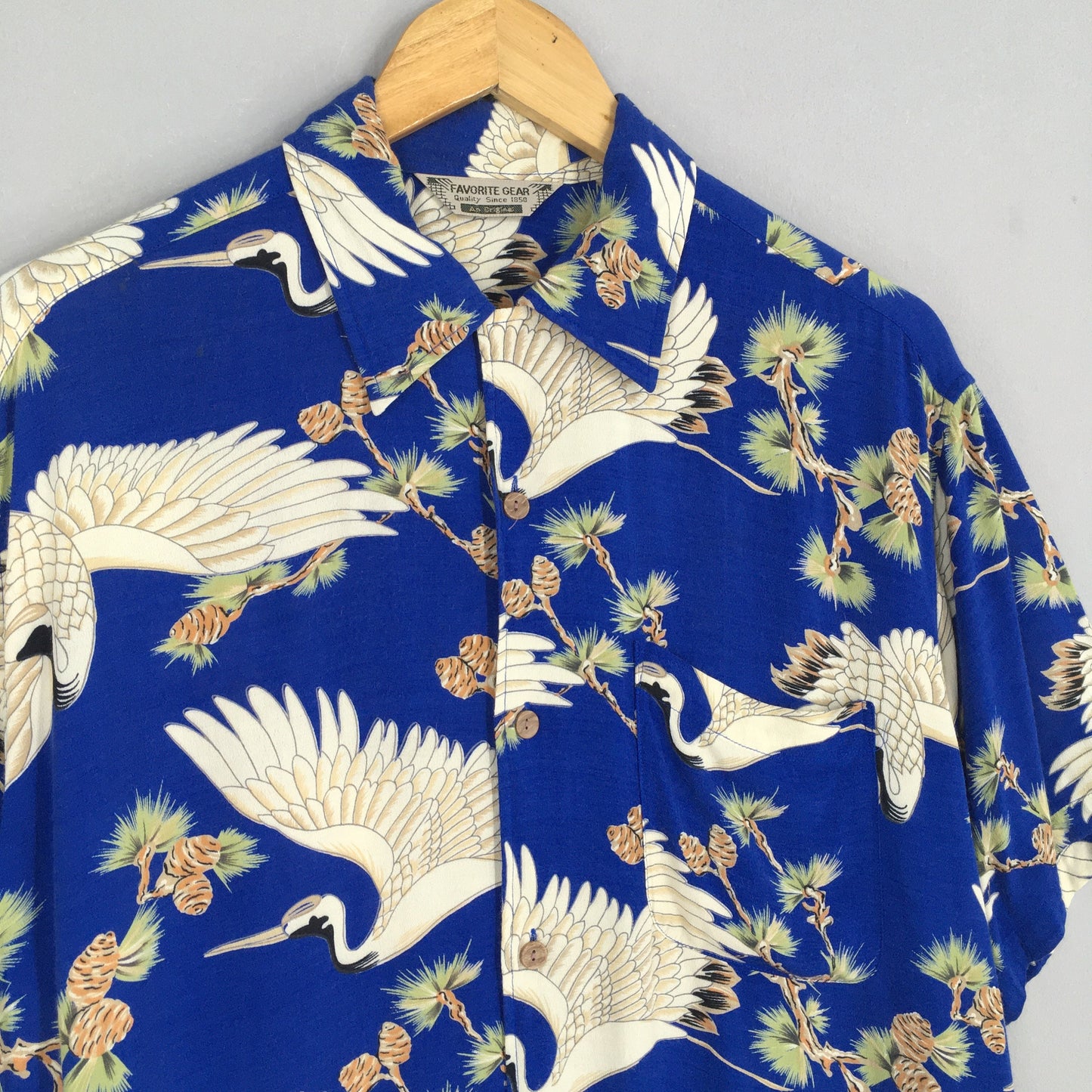 Hawaiian Japanese Sun Surf Phoenix Bird Rayon Shirt Medium