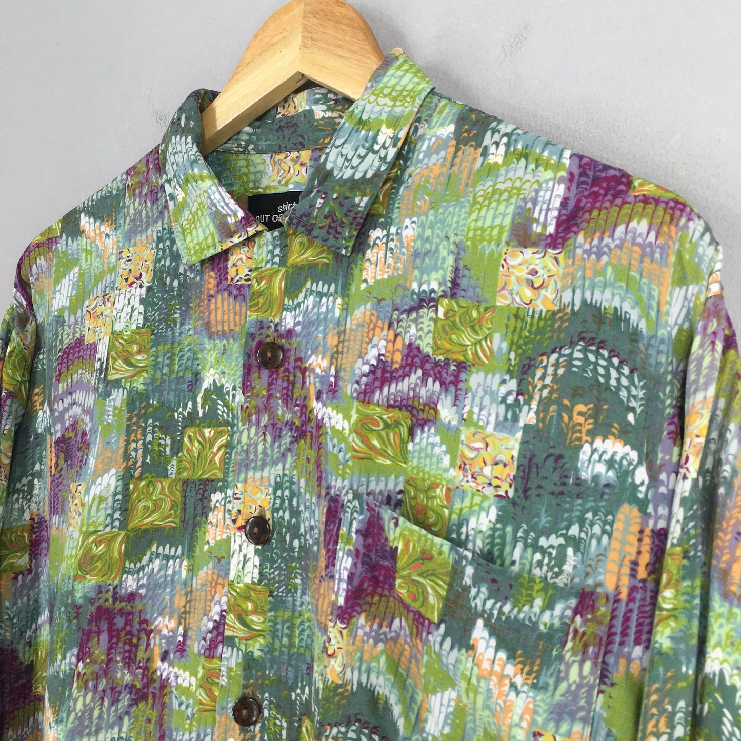 Patchwork Abstract Funky Rayon Shirt XLarge