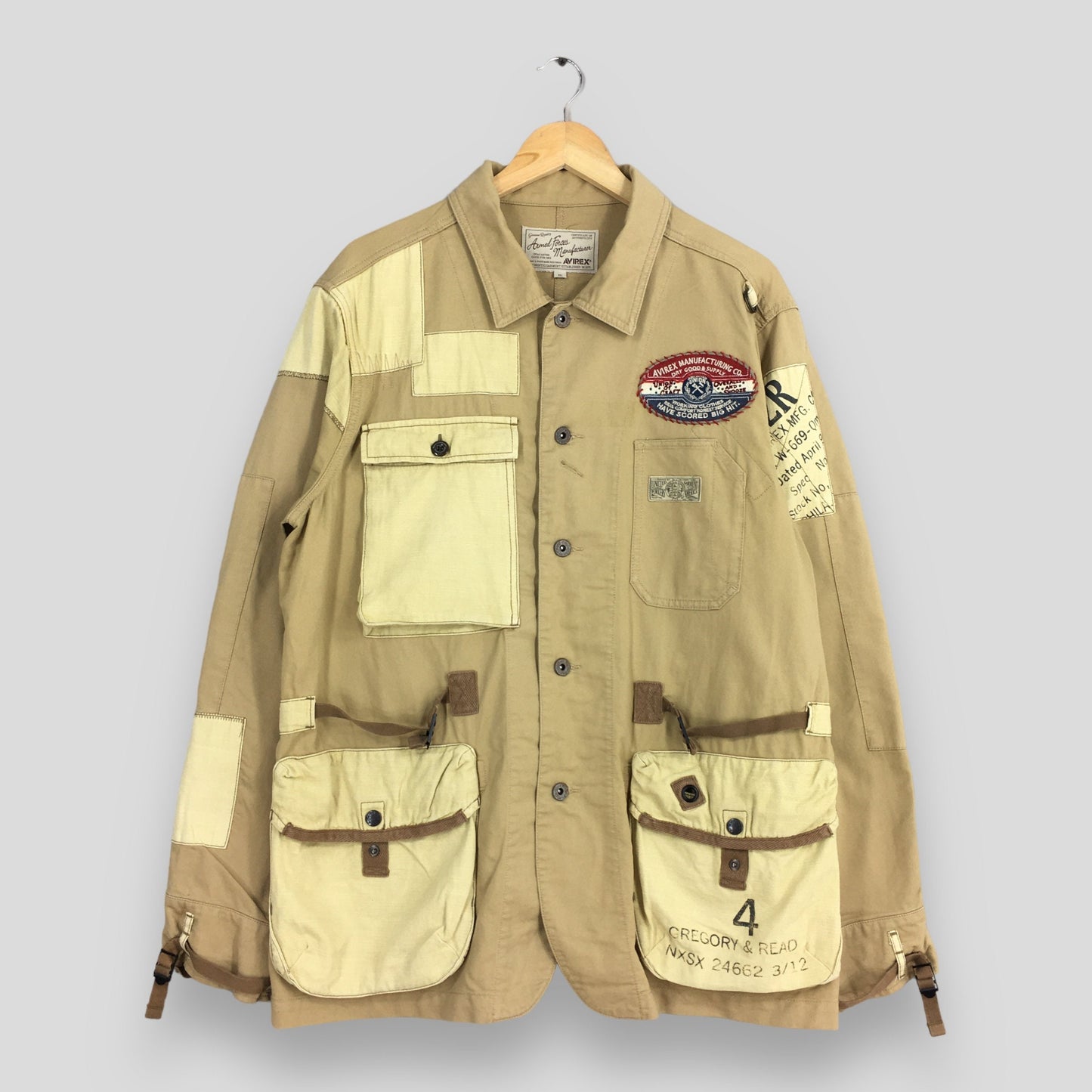 Avirex Usa Beige Tactical Utility Jacket XLarge