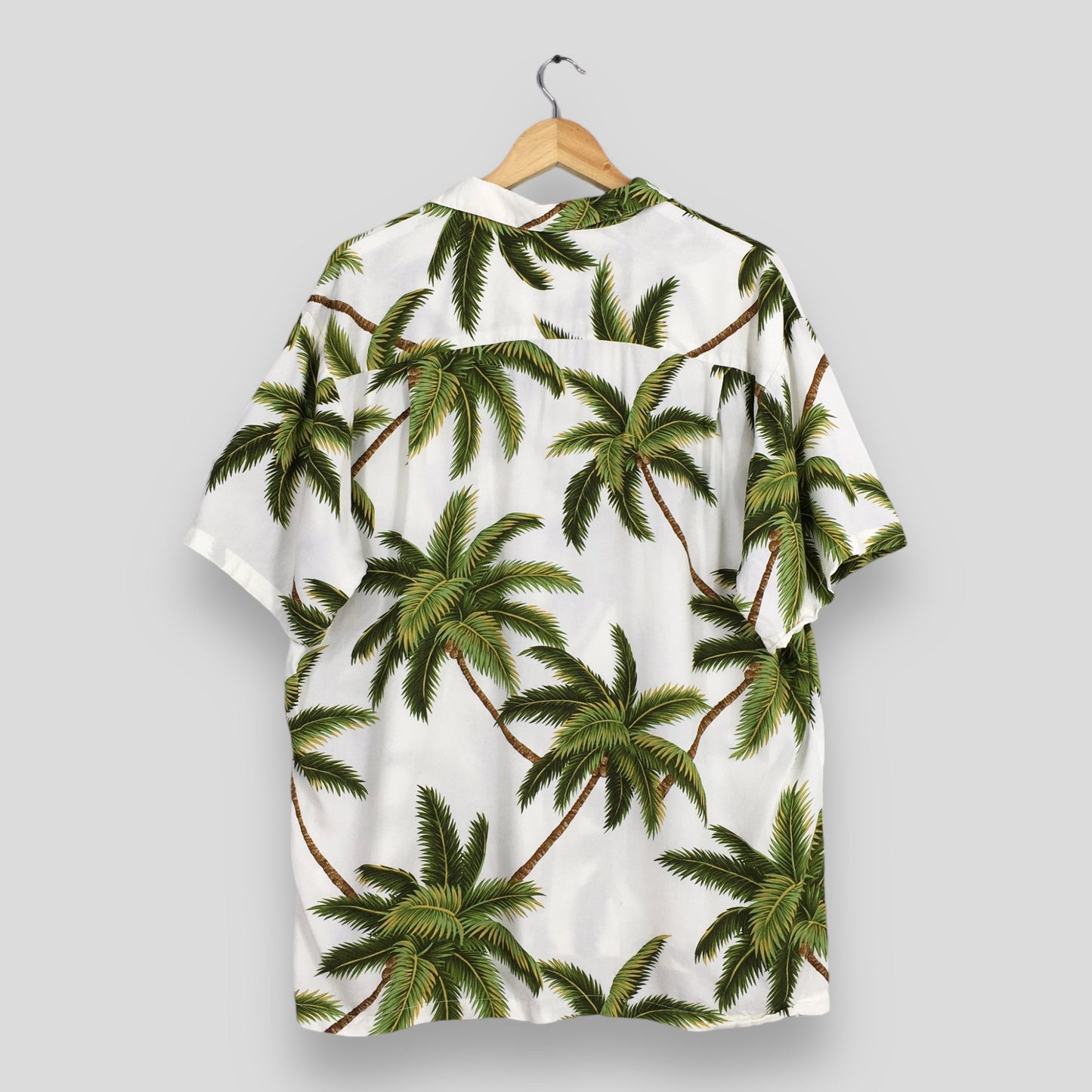 Hawaiian Coconut Tree Graphics Rayon Shirt Large