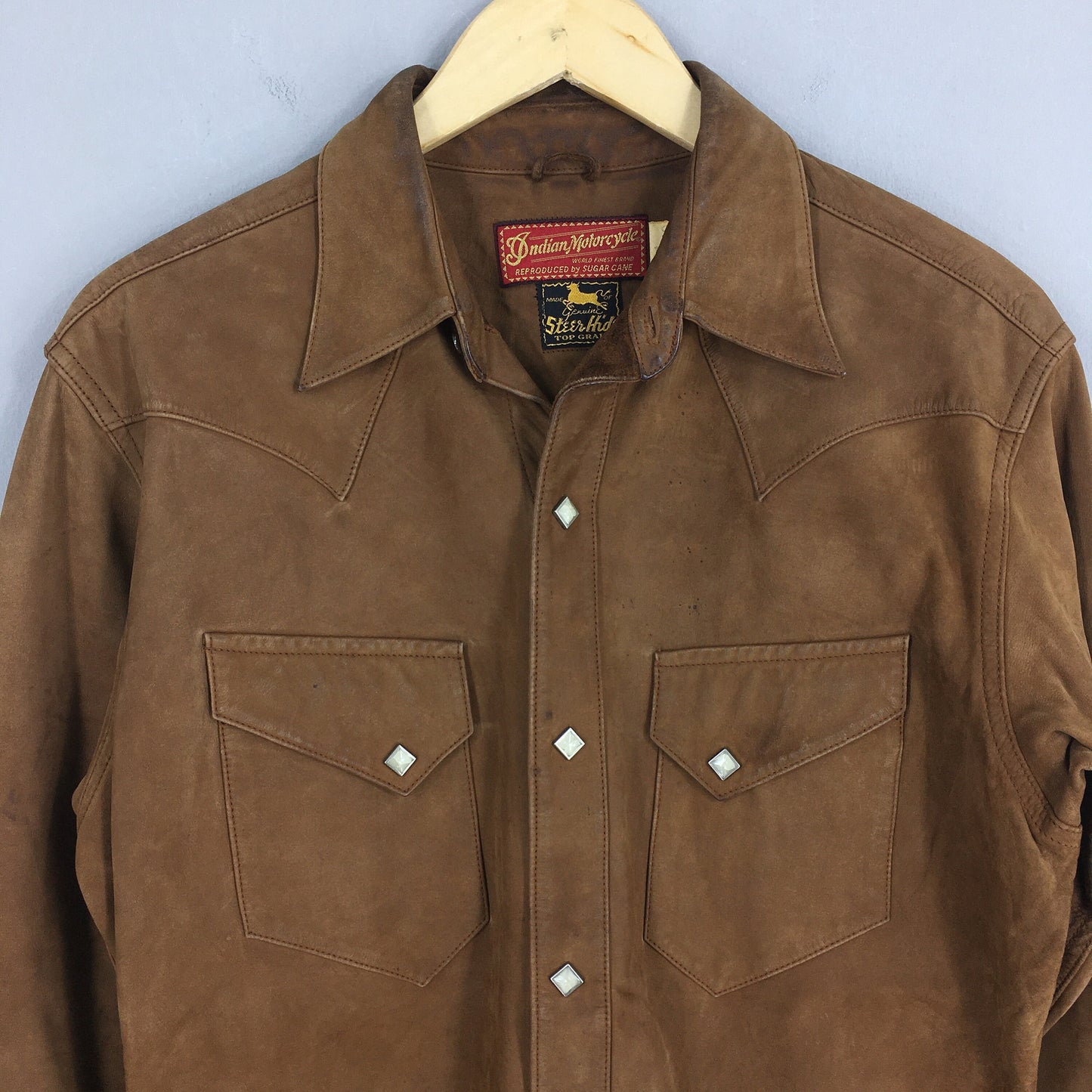 Sugar Cane Motorcycle Brown Suede Leather Shirt Medium