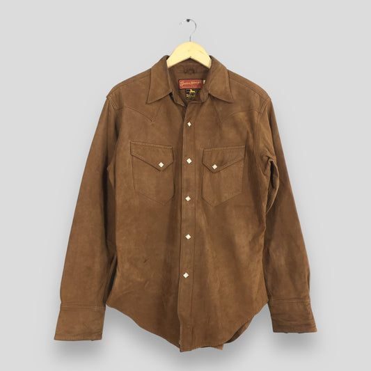 Sugar Cane Motorcycle Brown Suede Leather Shirt Medium