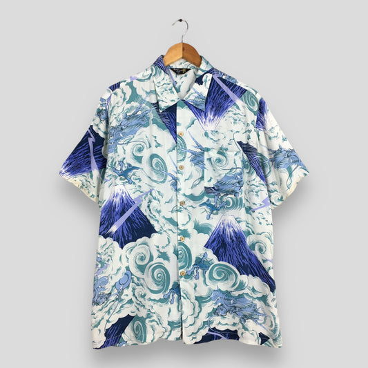 Rockabilly Hawaiian Dragon Rayon Shirt Large