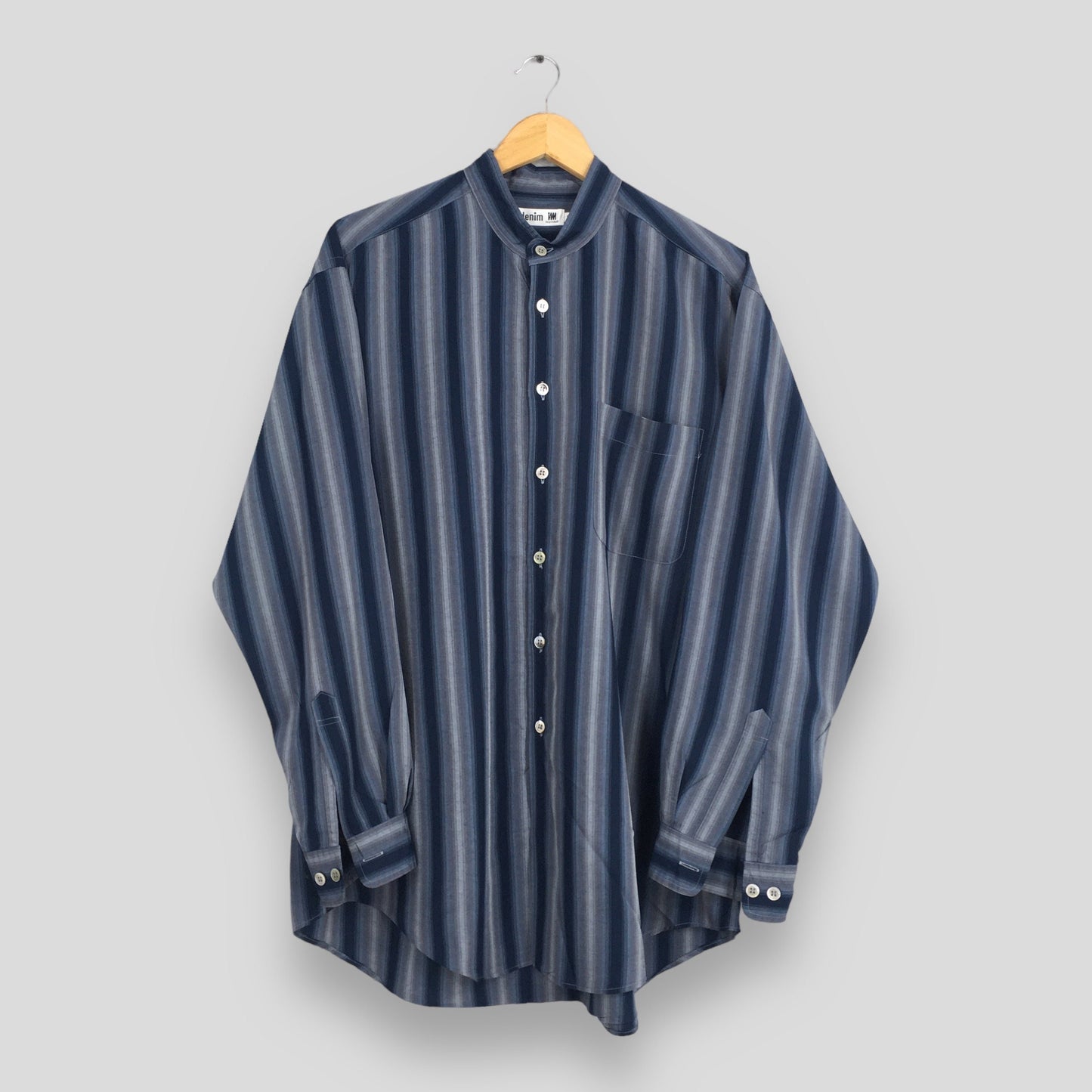 Issey Miyake Denim Striped Shirt Men Large