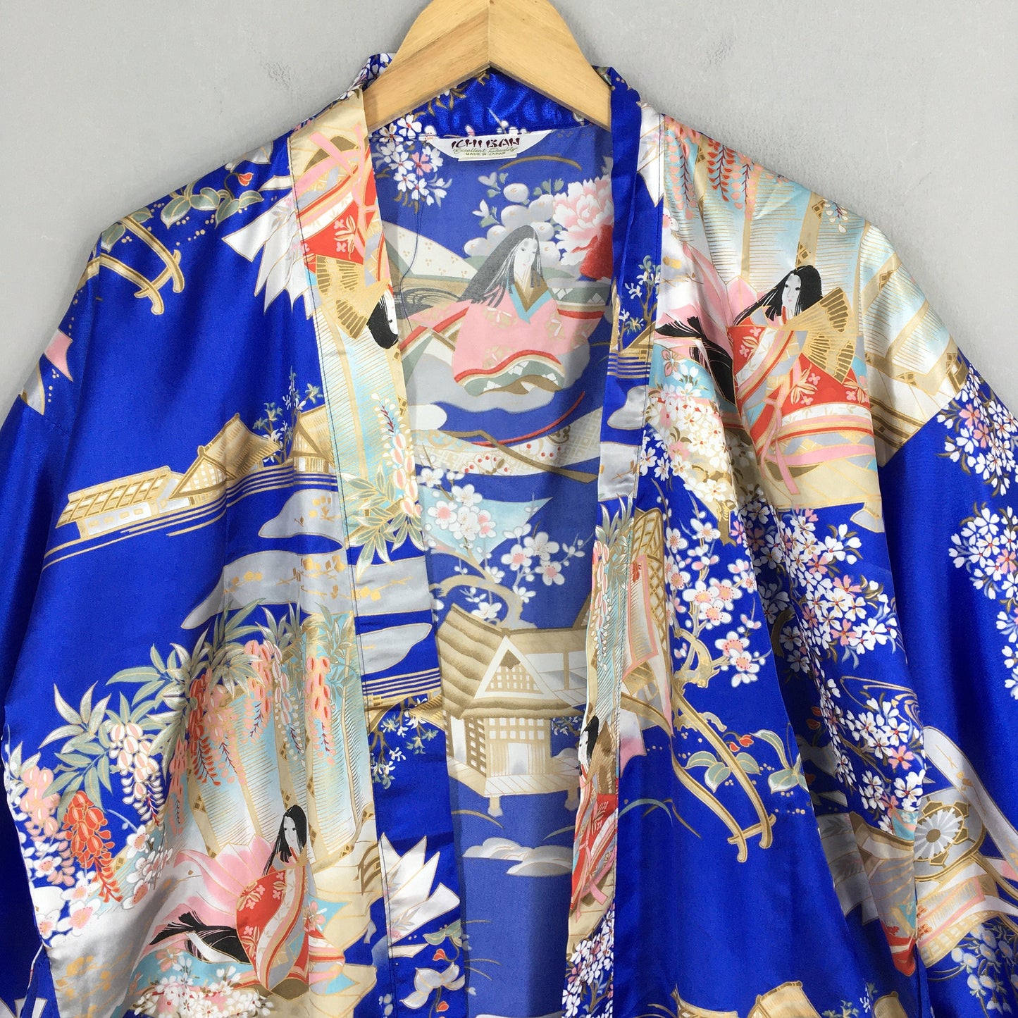 Geisha Japanese Sukajan Blue Kimono XLarge