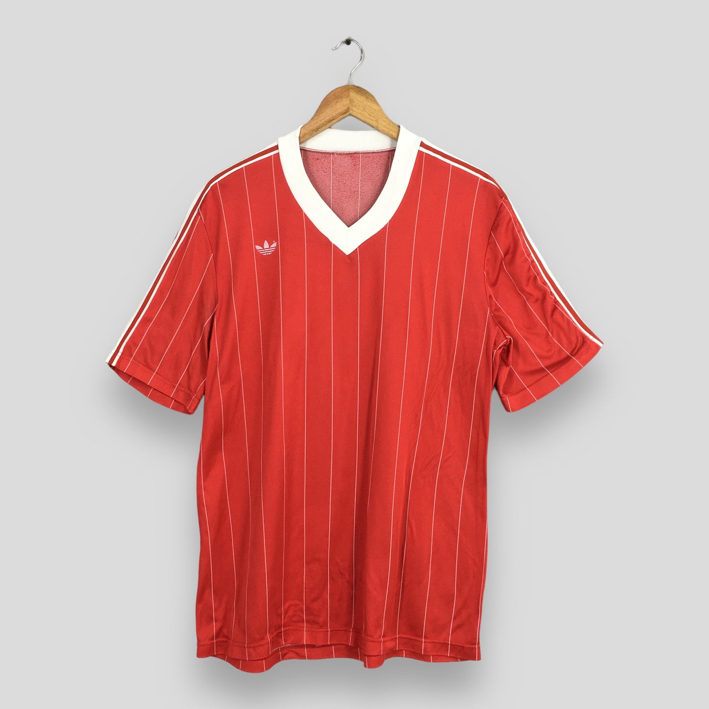 Vintage 80s Adidas Trefoil Red Stripes Jersey Medium