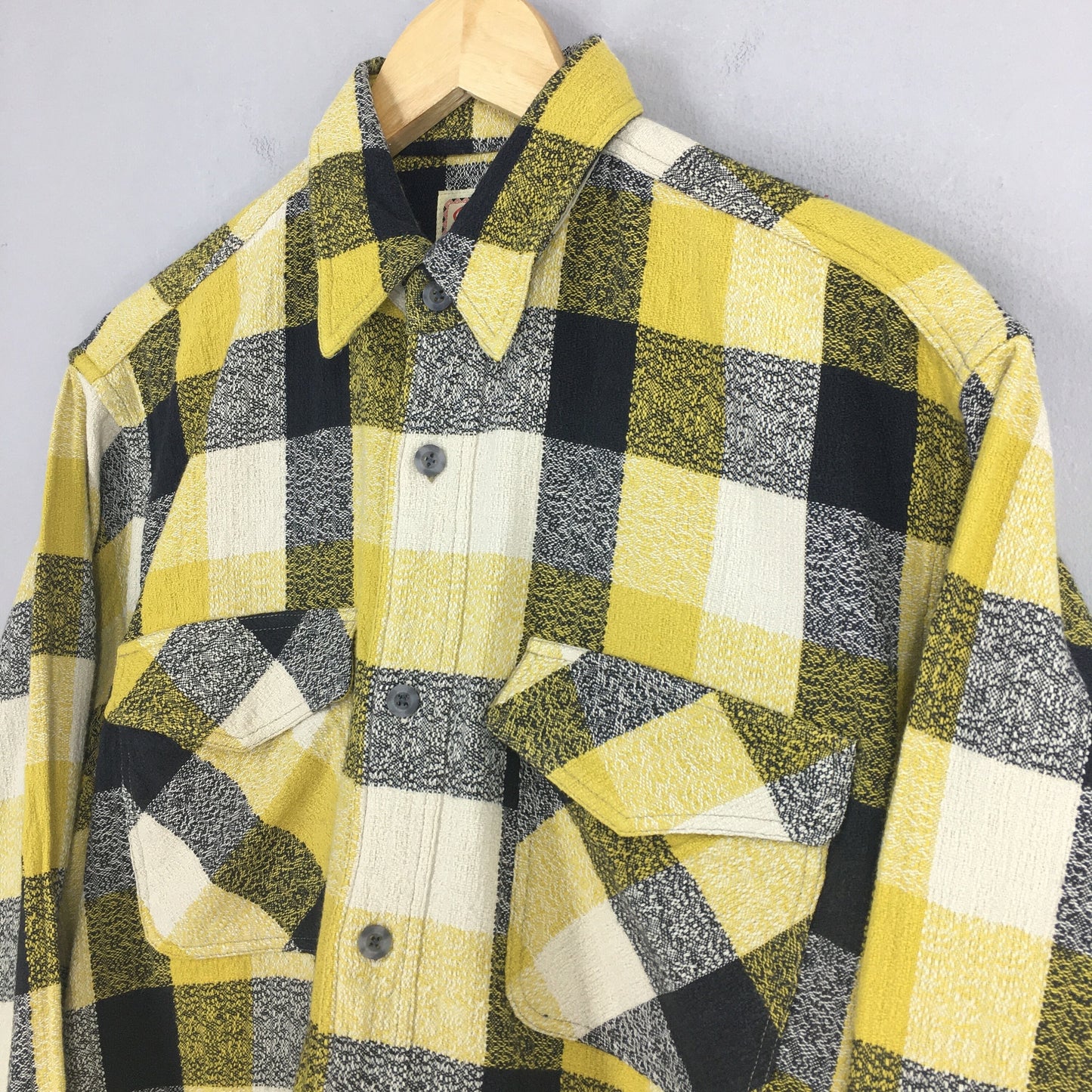 Plaid Shadow Yellow Flannel Shirt Medium