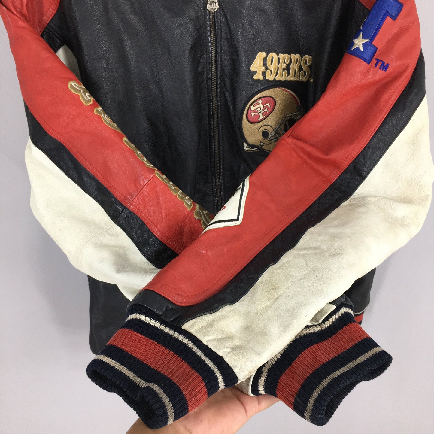 San Francisco 49ERS Gold Bomber Leather Jacket Large