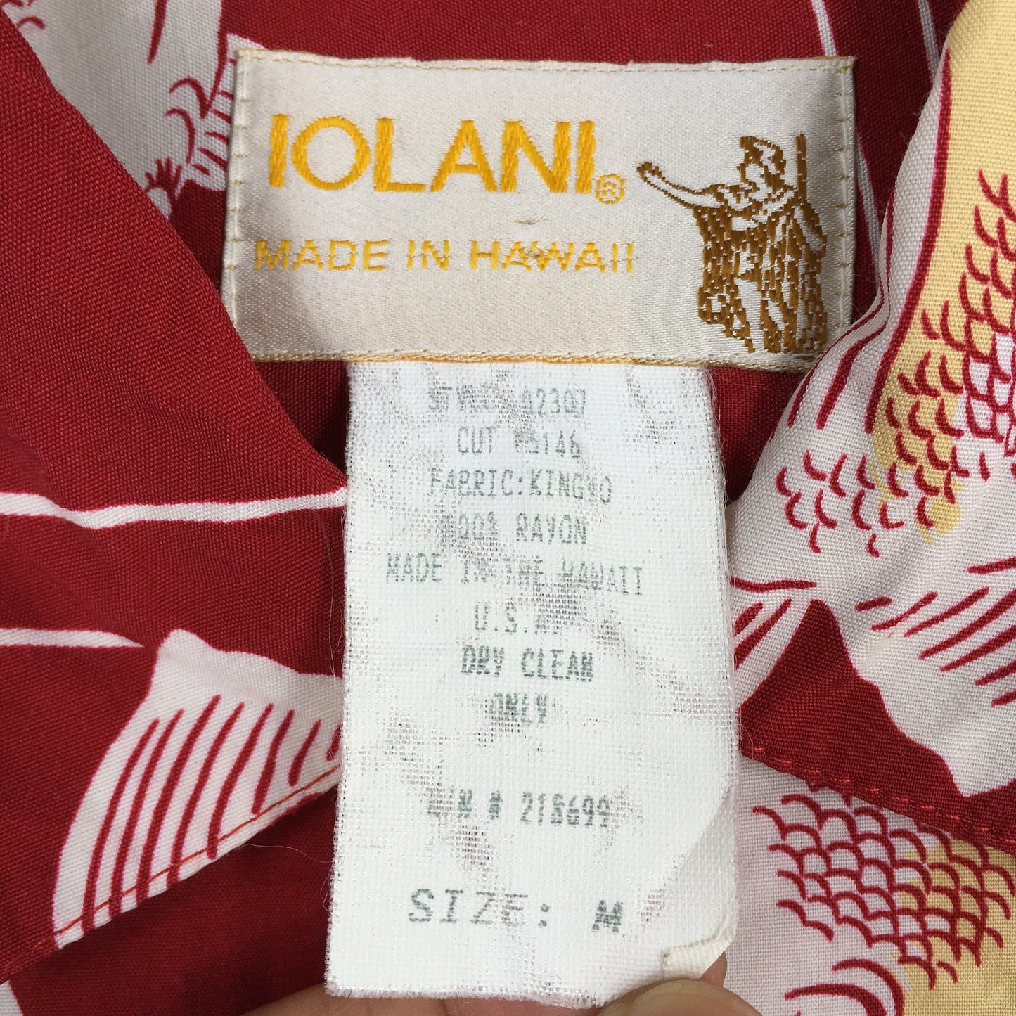 Iolani Hawaiian Gold Fish Rayon Shirt Medium