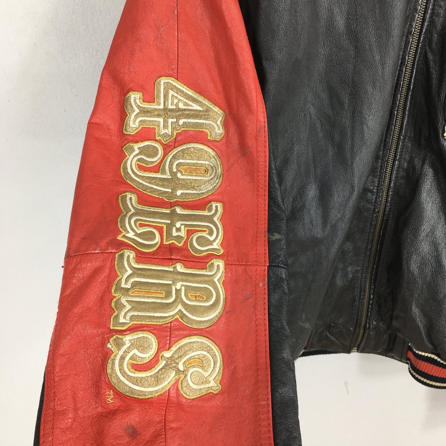 San Francisco 49ERS Gold Bomber Leather Jacket Large