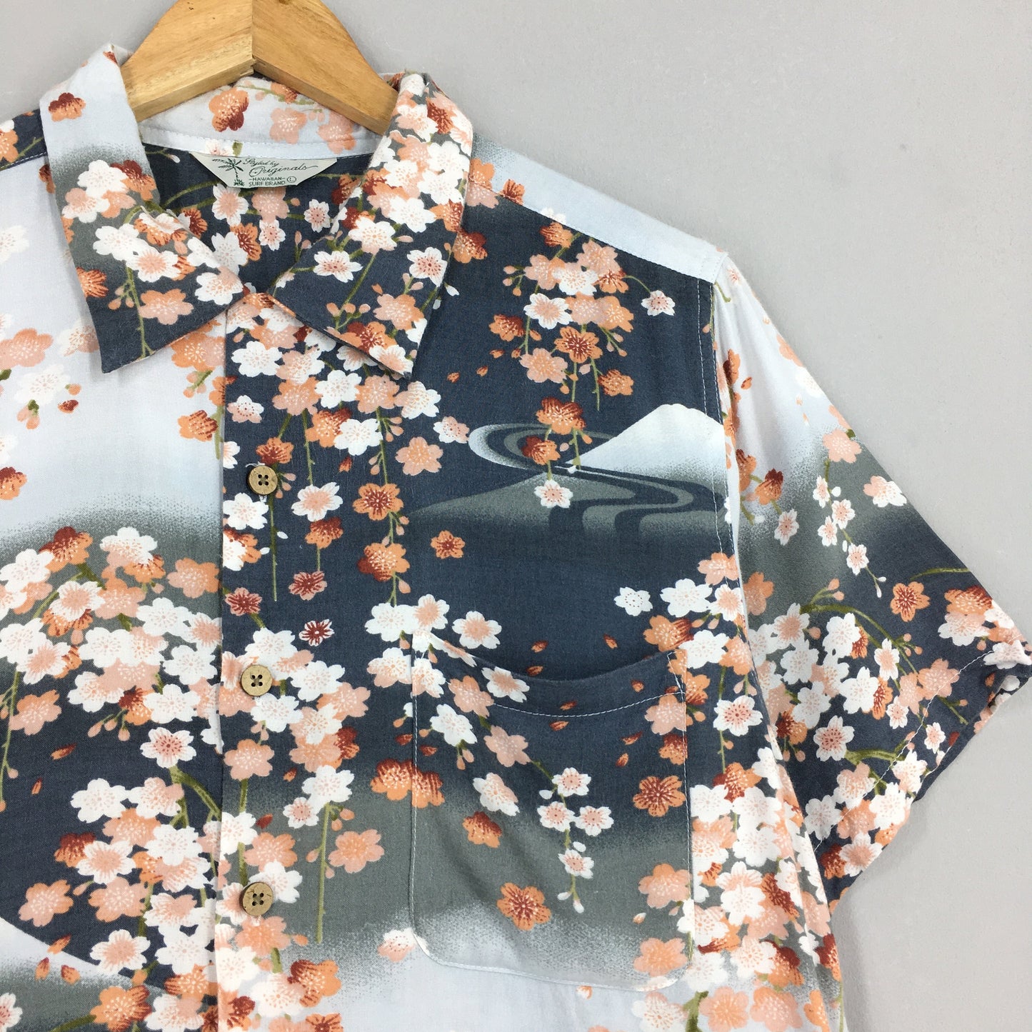 Aloha Sakura Floral Blossom Japan Rayon Shirt Large