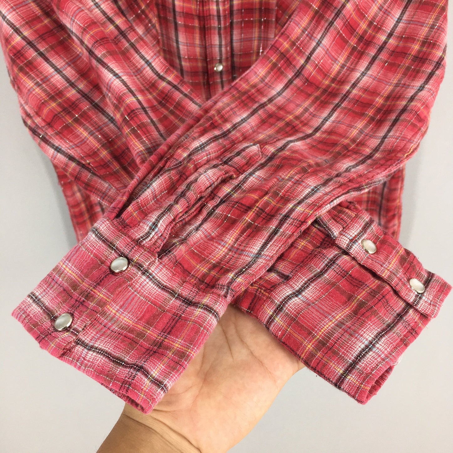 Tartan Checkered Red Western Shirt Large