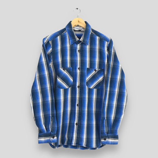 United Arrows Japan Plaid Shadow Check Blue Flannel Large