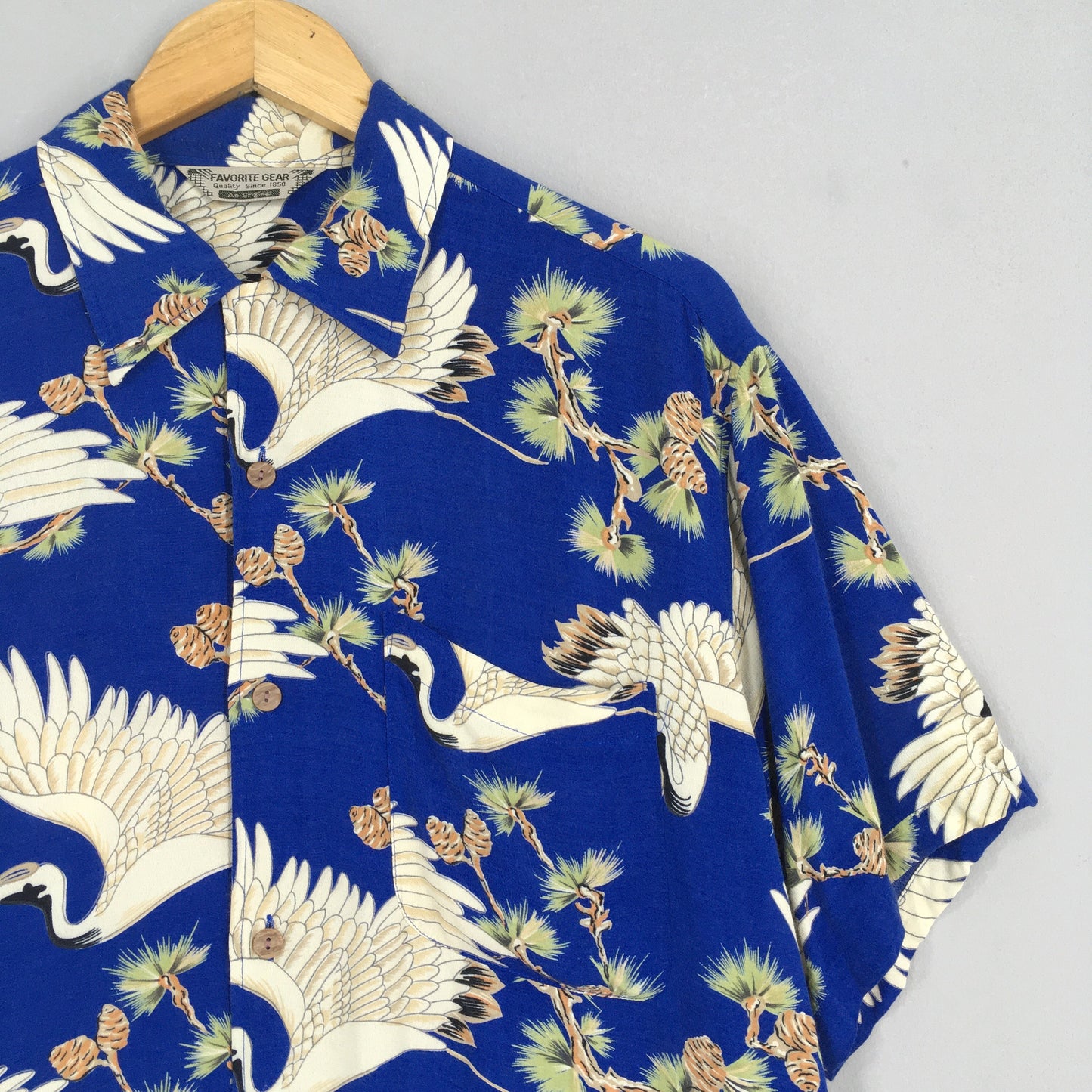 Hawaiian Japanese Sun Surf Phoenix Bird Rayon Shirt Medium