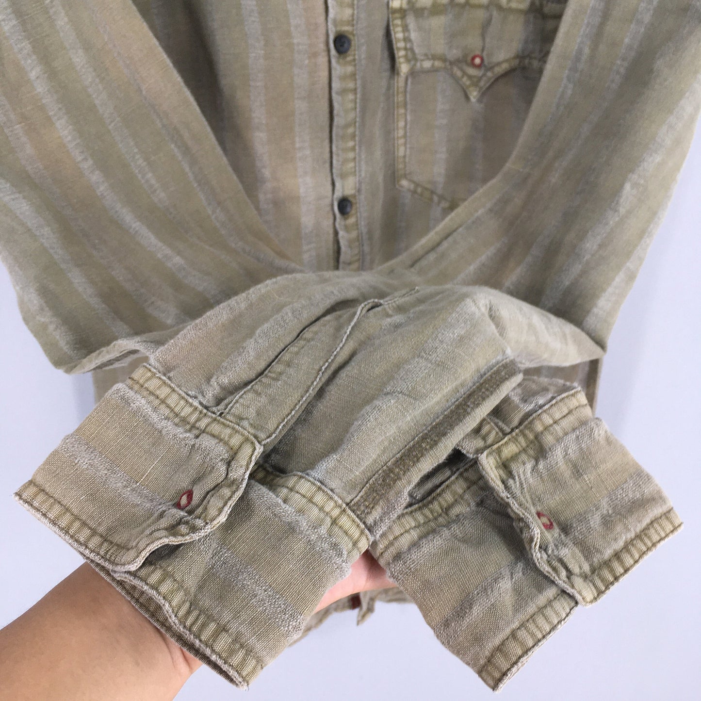 Levis Jeans Striped Flannel Earth Tone Brown Shirt Large