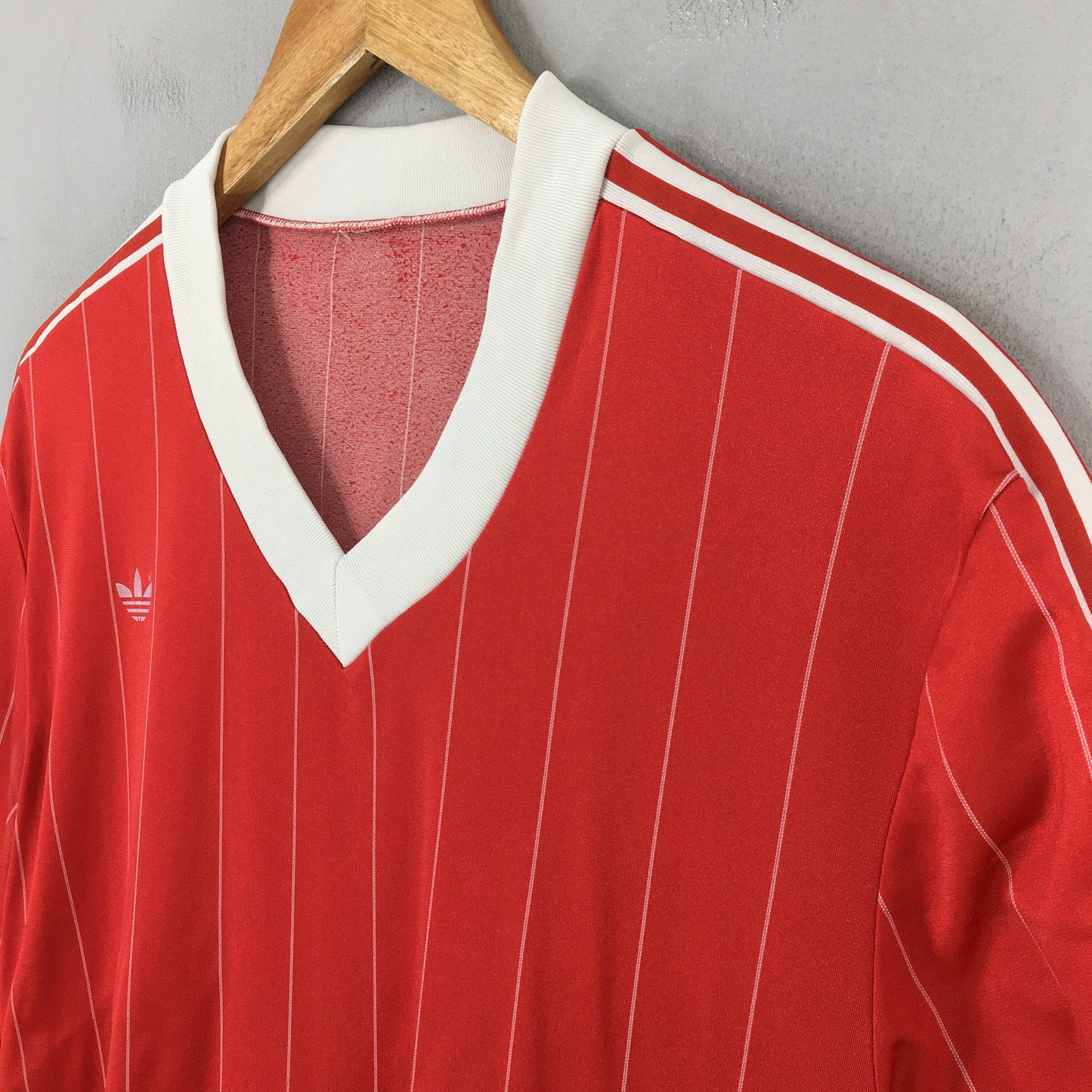 Vintage 80s Adidas Trefoil Red Stripes Jersey Medium