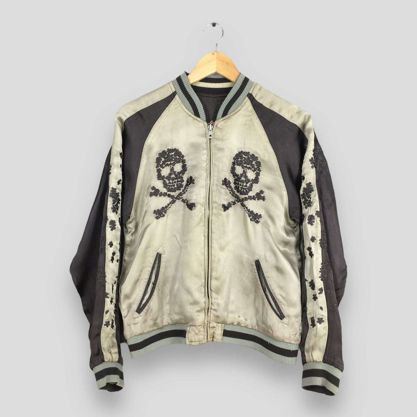 Japanese Classics Script Skull Sukajan Reversible Jacket Small