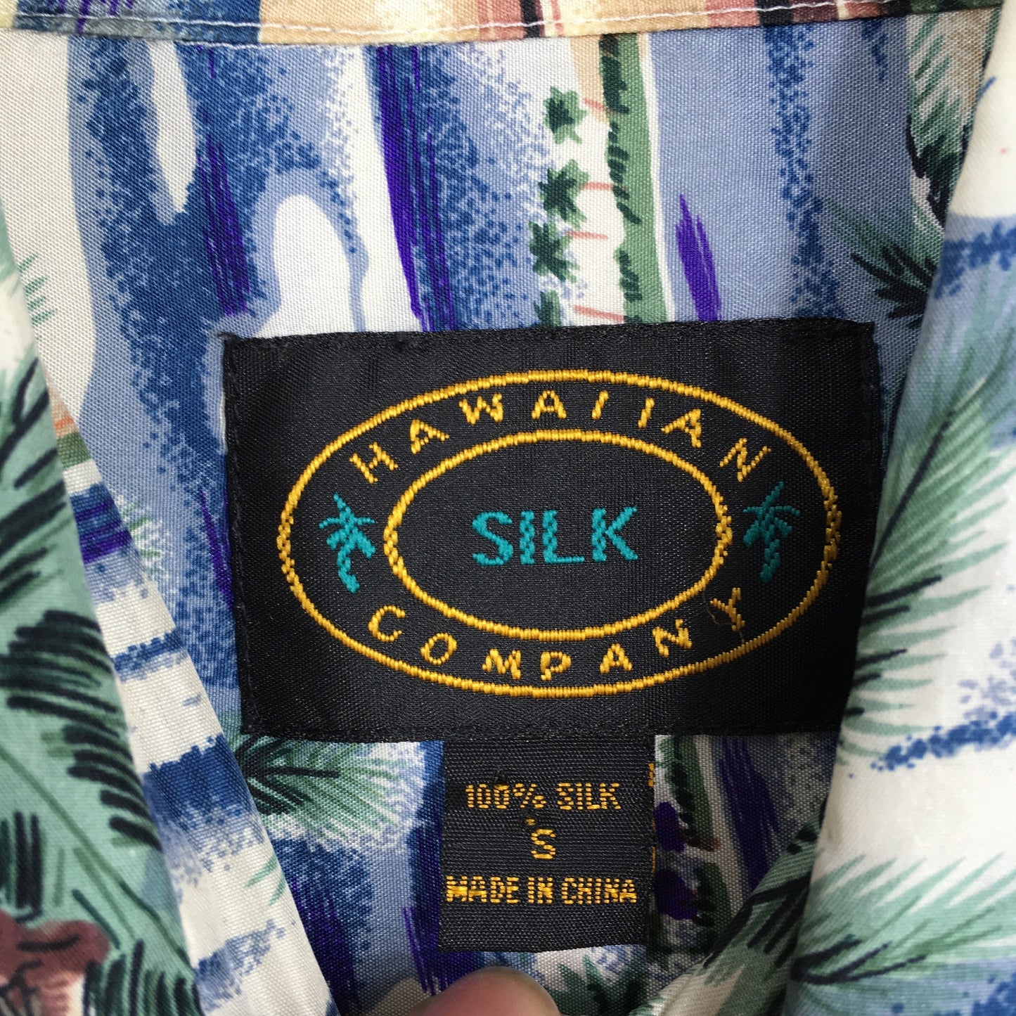 Hawaiian Beach View Aloha Silk Shirts Small