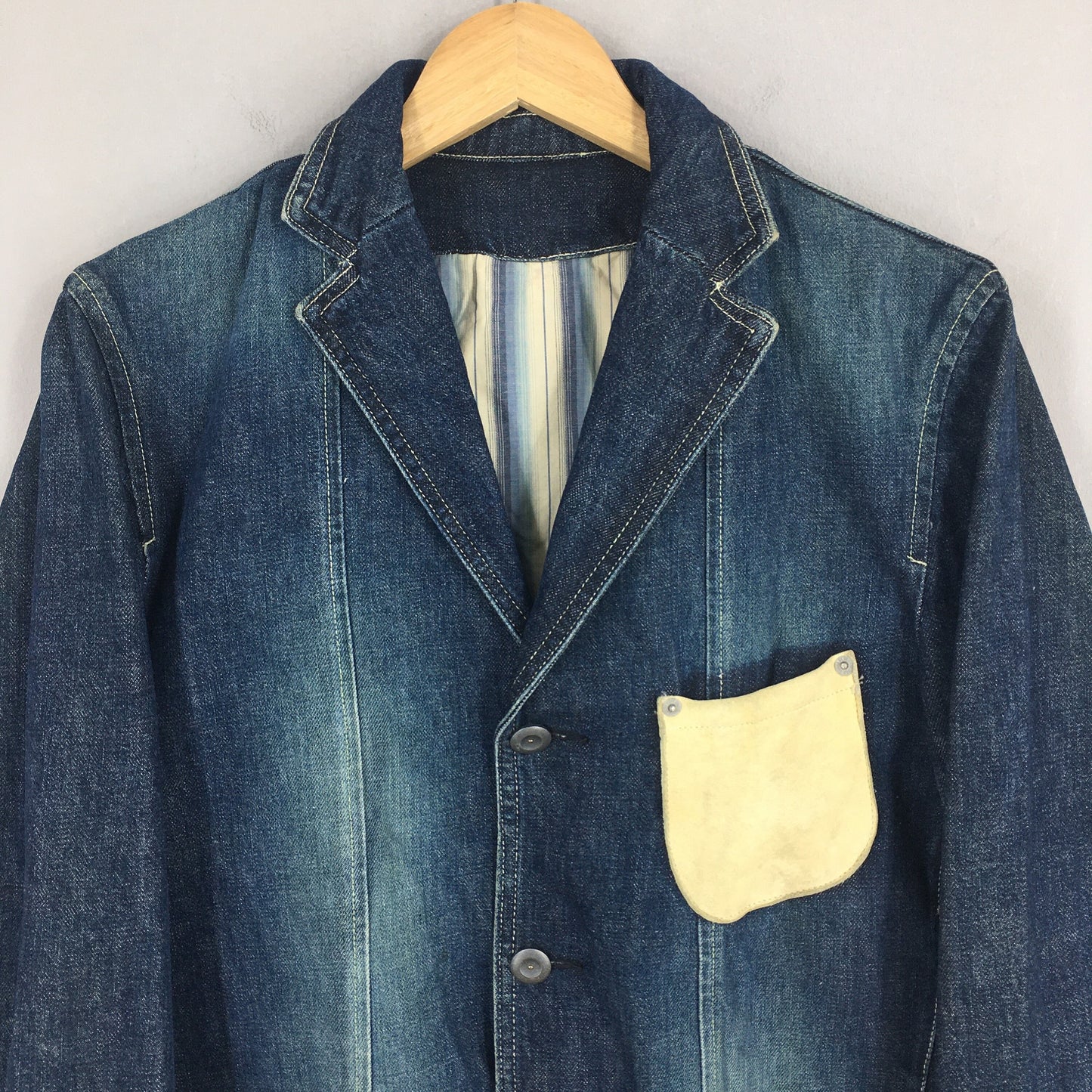 Japanese Comme Ca Worker Faded Blue Denim Jacket Medium