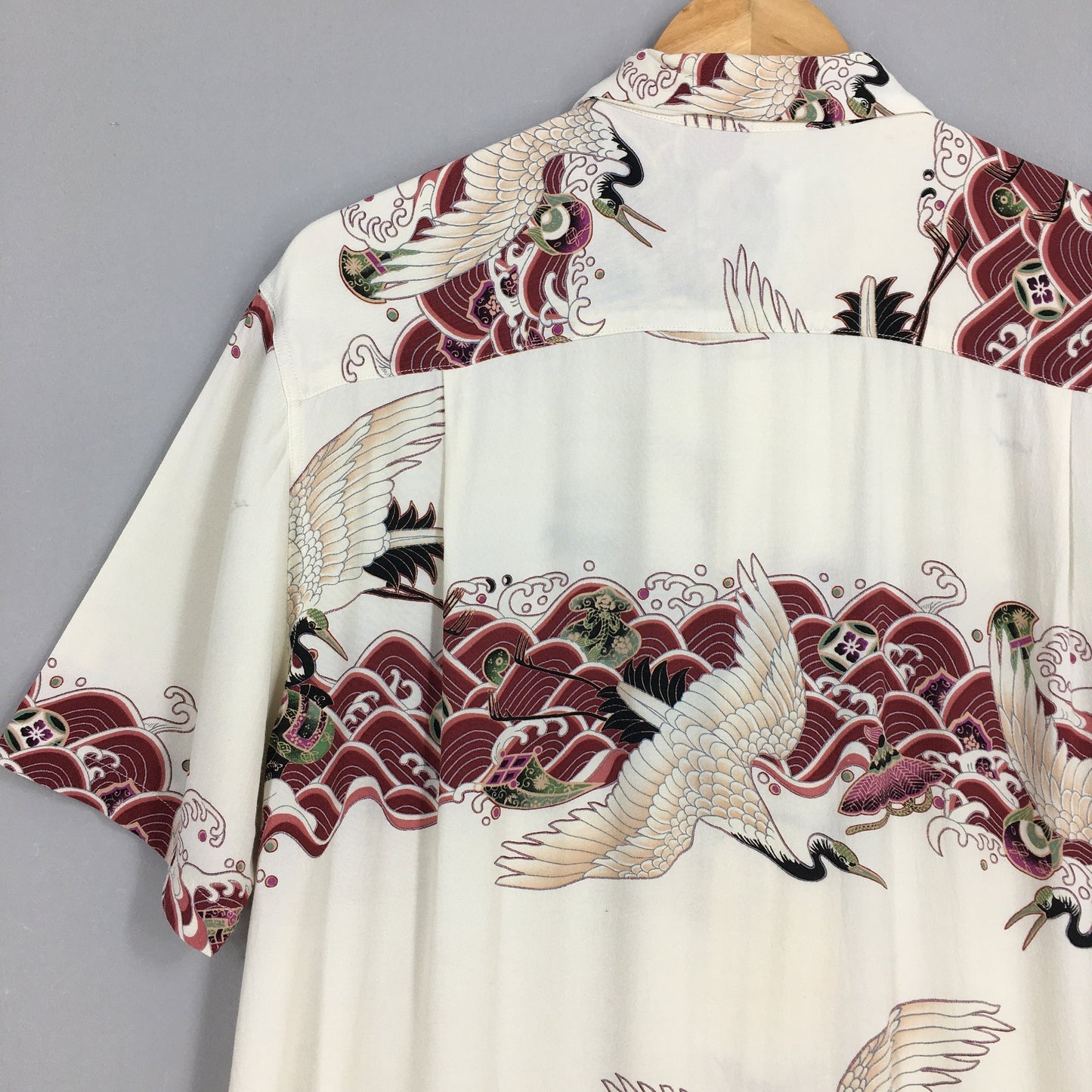 Oniwa Soto Hawaiian Japanese Phoenix Bird Rayon Shirt Medium