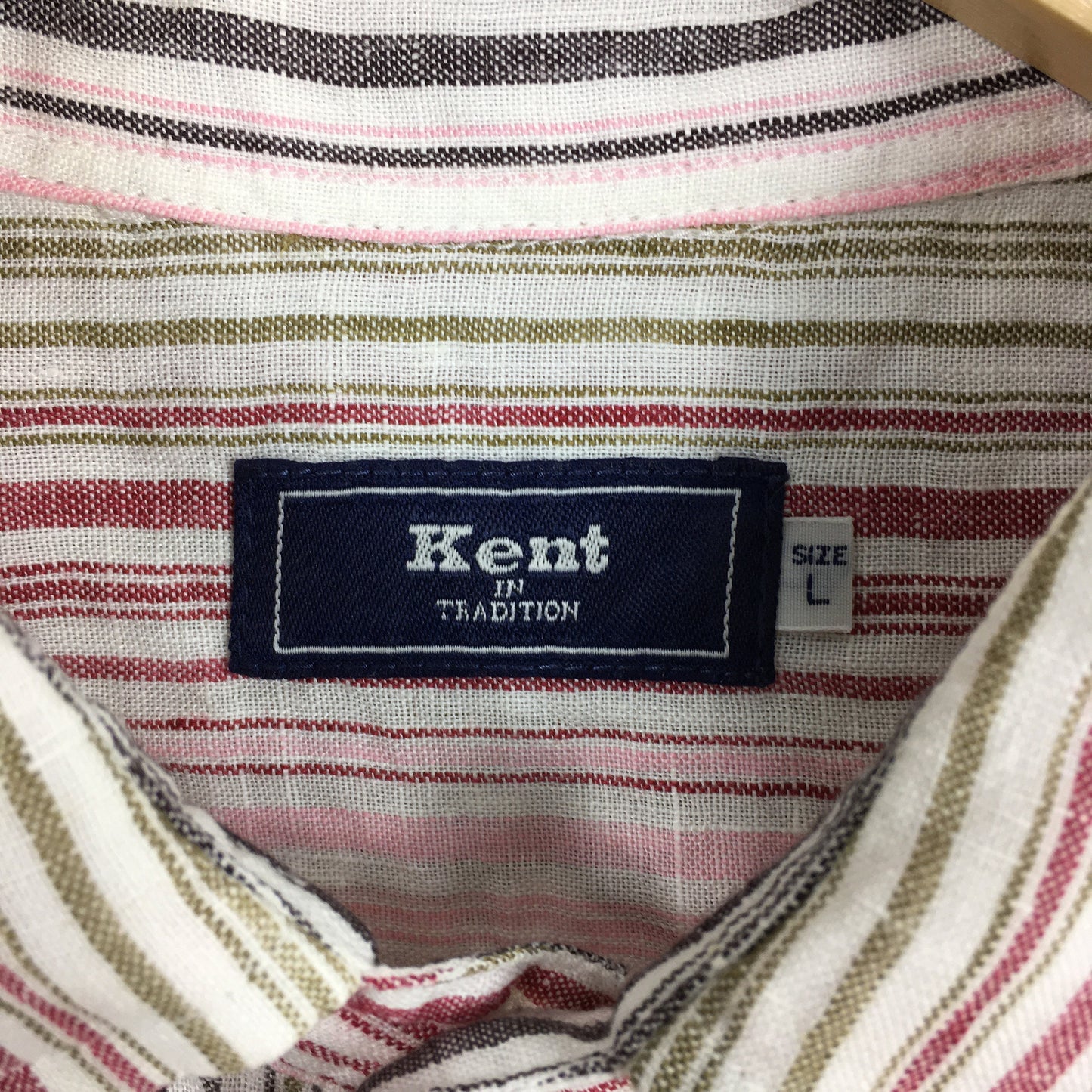 Kent Vertical Striped Flannel Linen Shirt Large