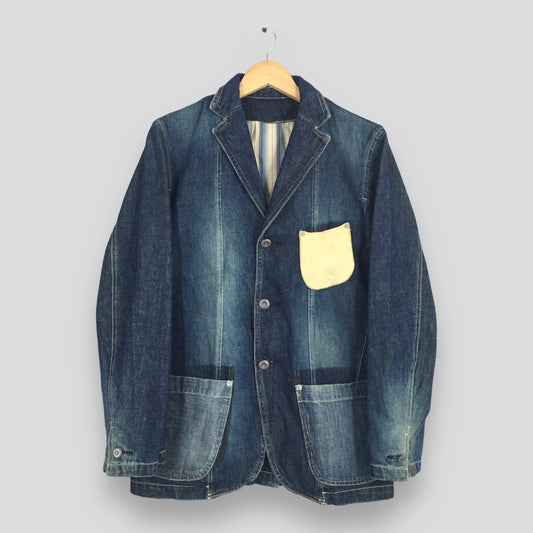 Japanese Comme Ca Worker Faded Blue Denim Jacket Medium