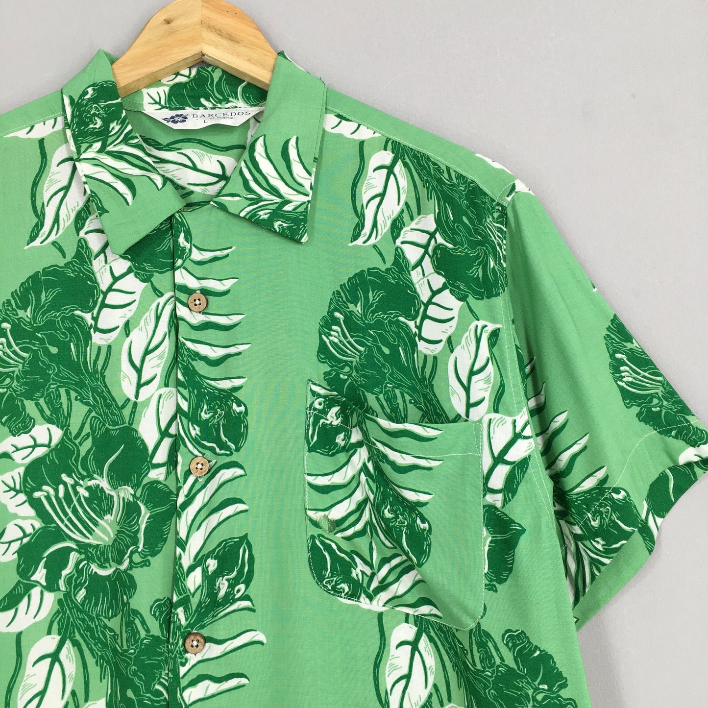 Vintage 80s Hawaii Aloha Green Shirt Large