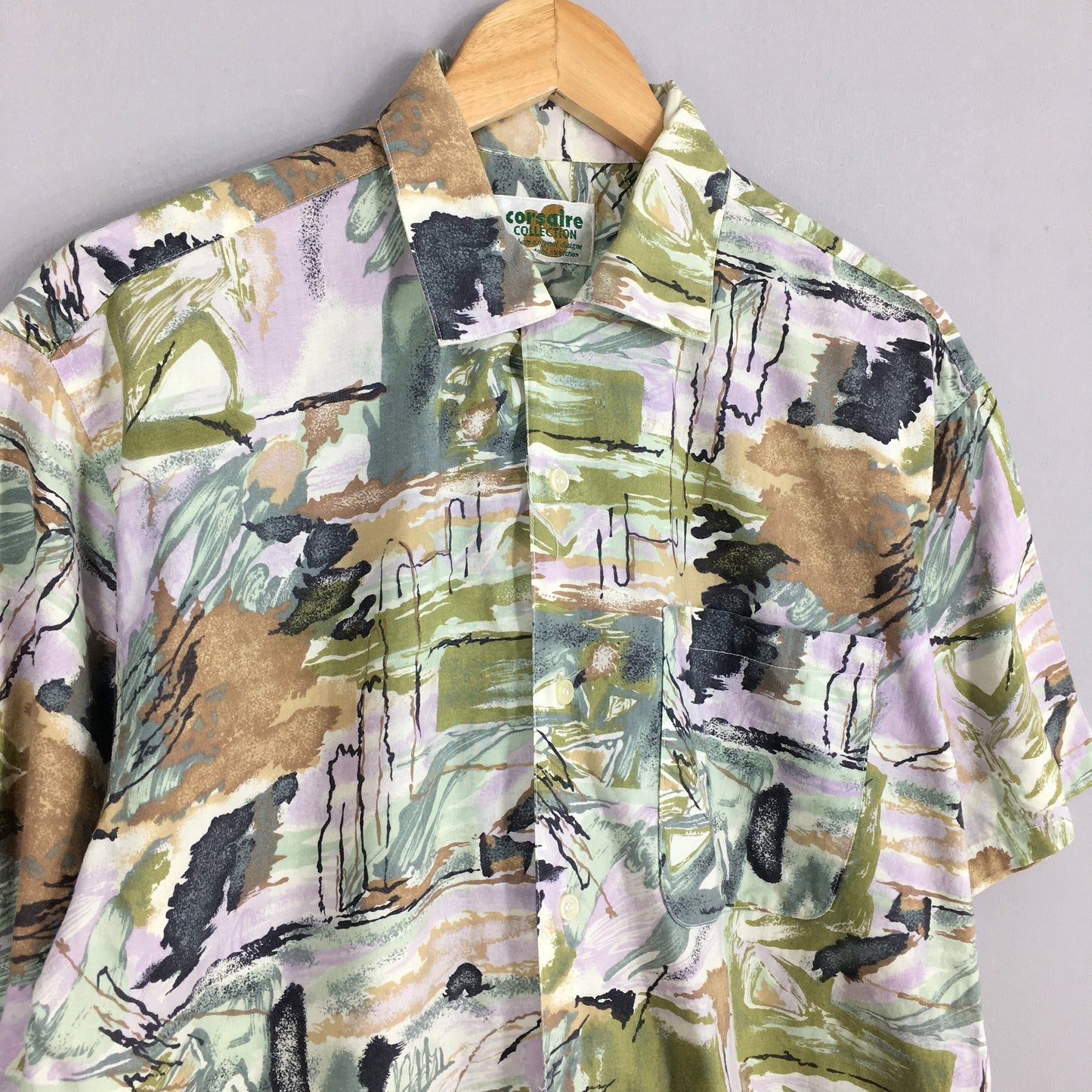 Psychedelic Hawaiian Pop Art Aloha Cotton Shirt Medium