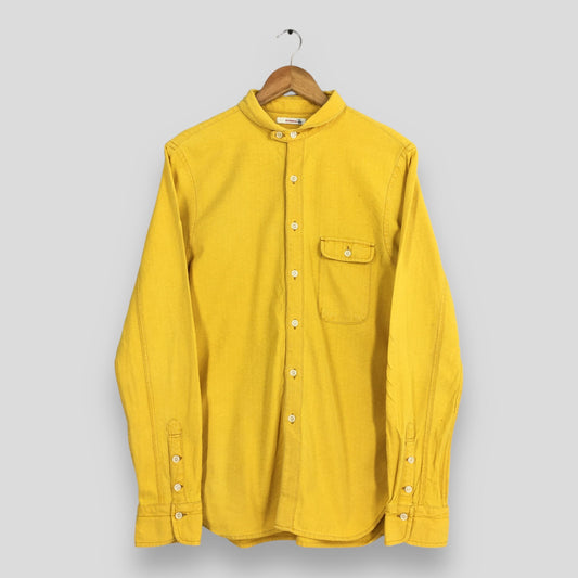 Eternal Plain Flannel Yellow Shawl Collar Shirt Large