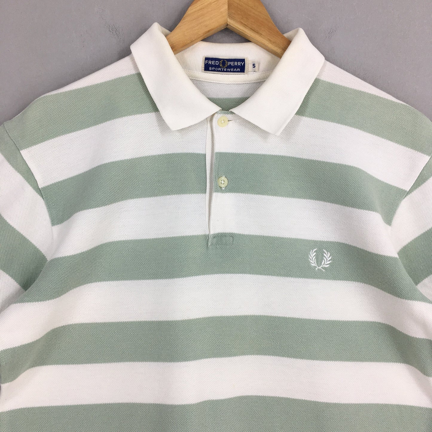 Fred Perry Stripes White/Mint Polos Shirt Small