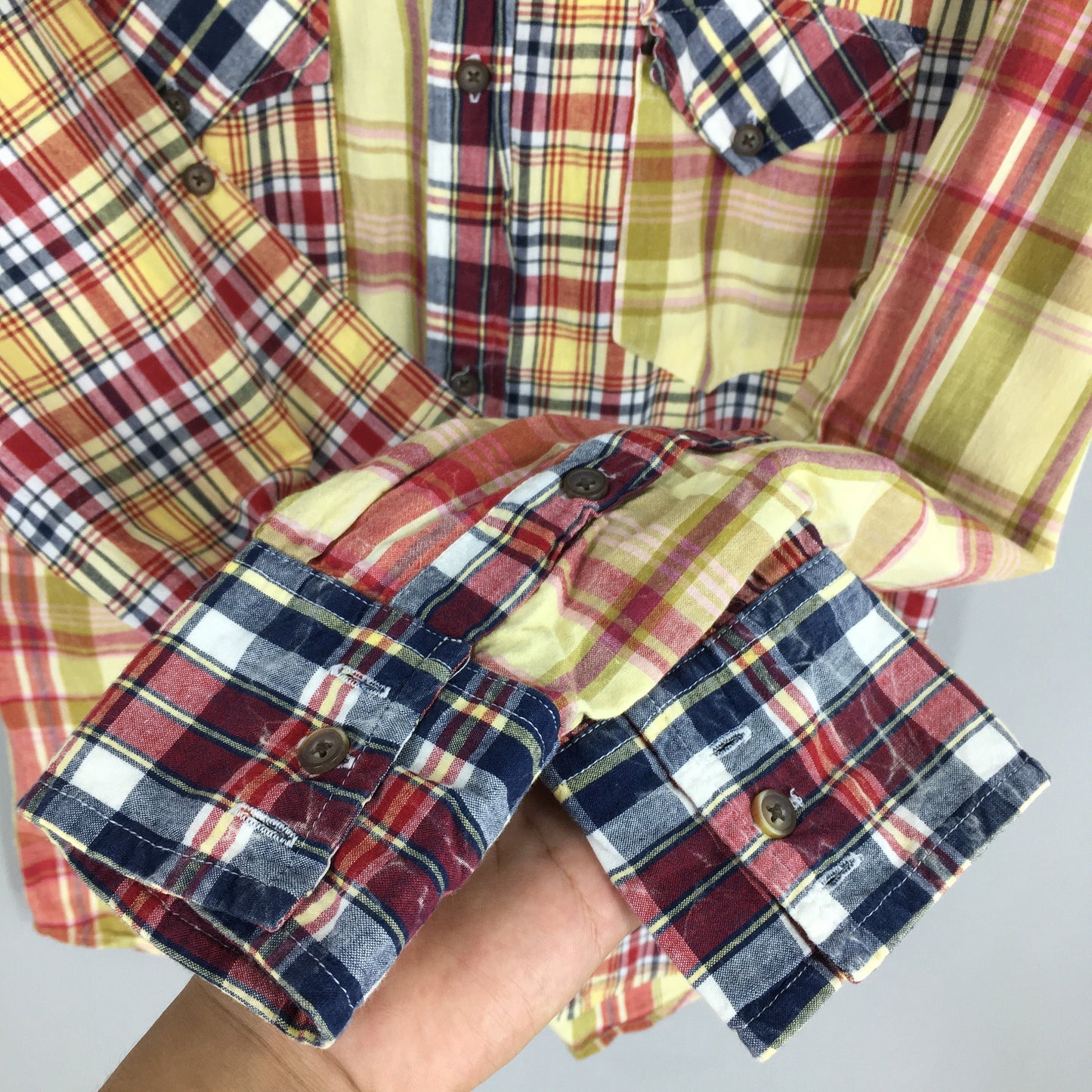 Power To The People Tartan Patchwork Checkered Flannel Shirt Large