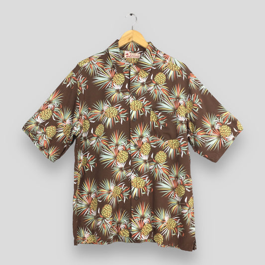 Aloha Tropical Pineapples Hawaii Rayon Shirt XLarge