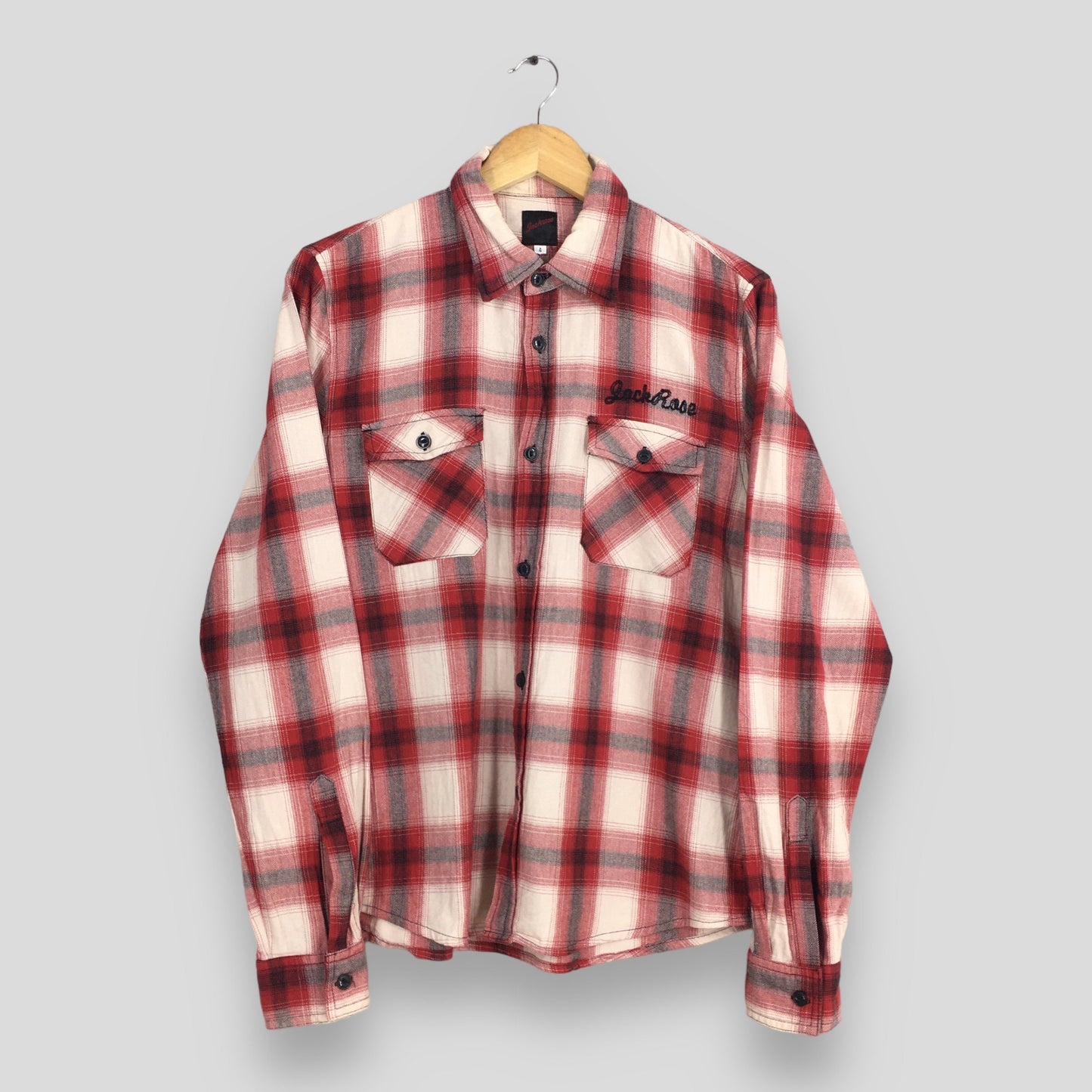 Jackrose Japan Plaid Shadow Red Flannel Shirt Small