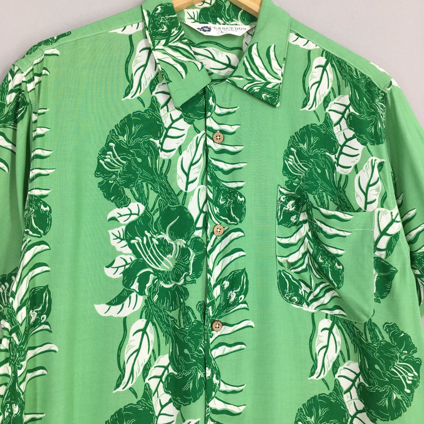 Vintage 80s Hawaii Aloha Green Shirt Large